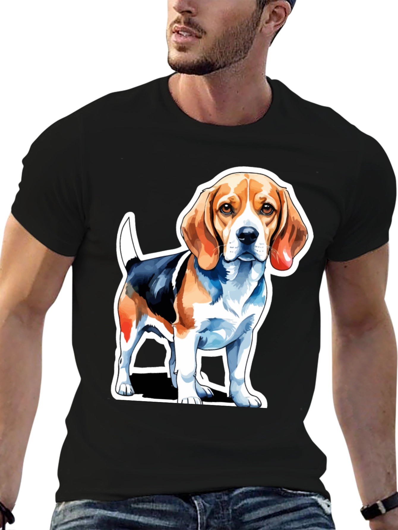 Beagle Dog Graphic Tee - Mens Black T-Shirt