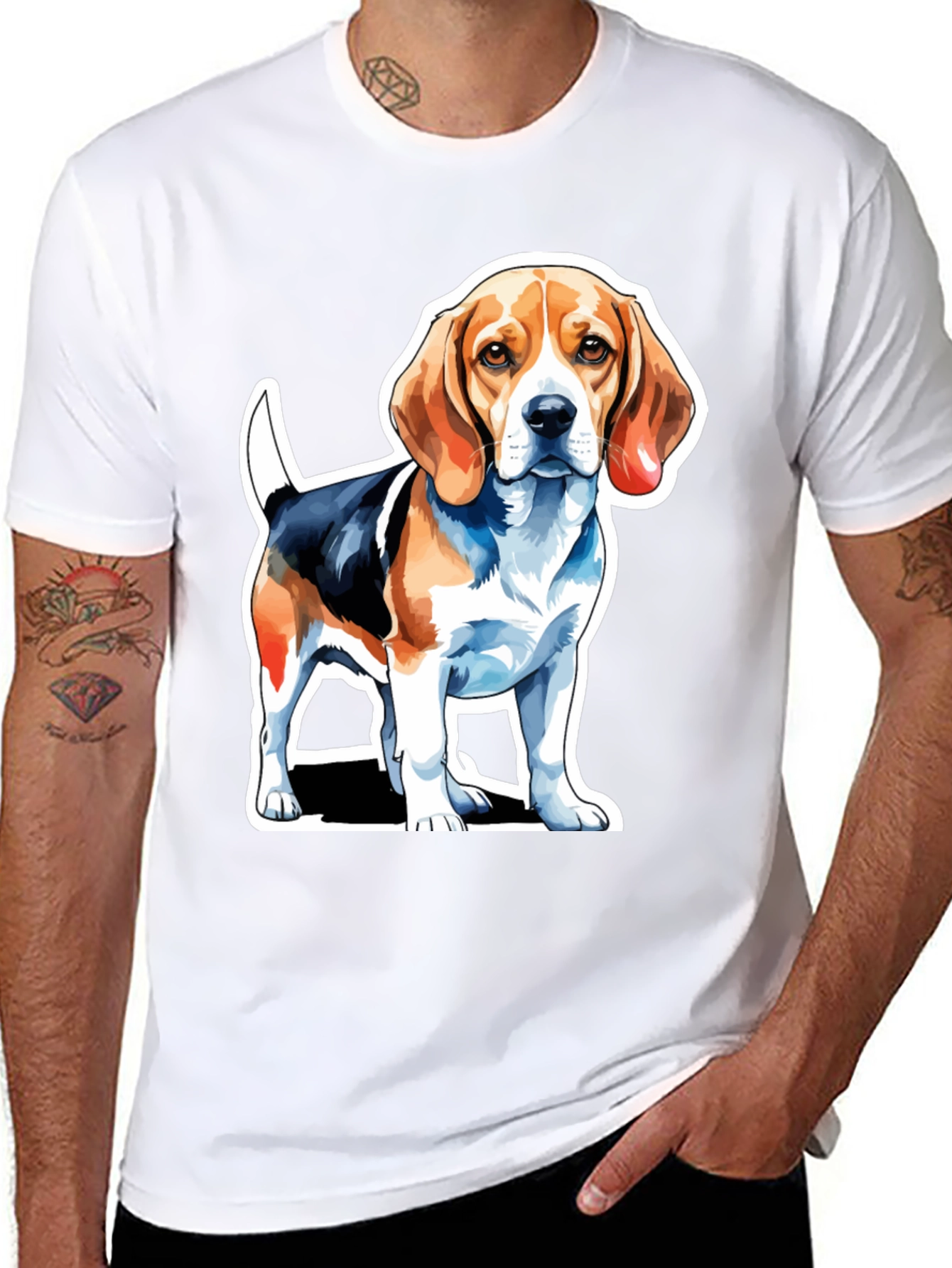 Beagle Dog Graphic Tee - Mens Black T-Shirt