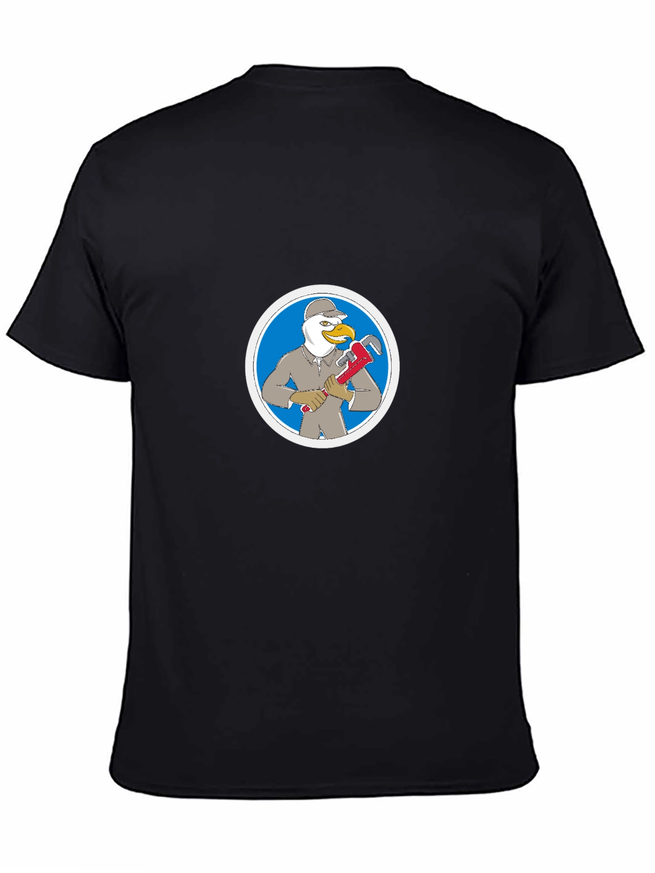 Black T-Shirt with Seagull Plumber Graphic