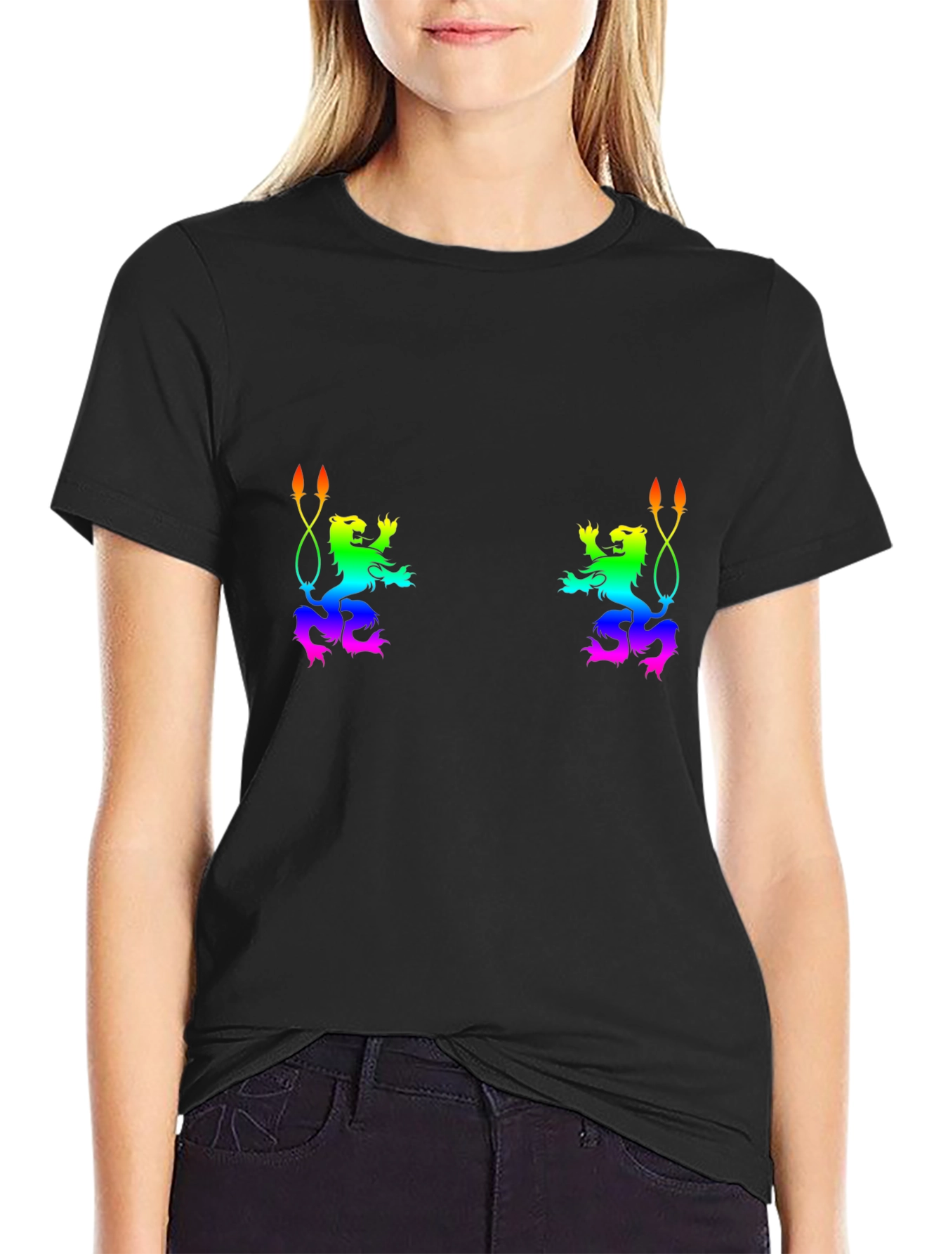 Rainbow Lion Rampant Black Tee