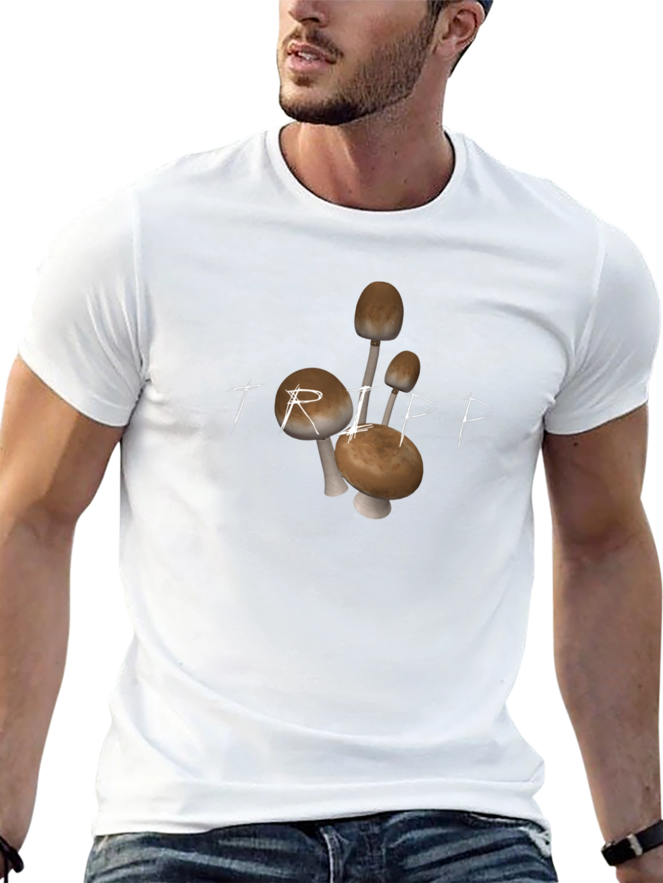 Trippy Mushroom Graphic Tee - Black Cotton Comfort