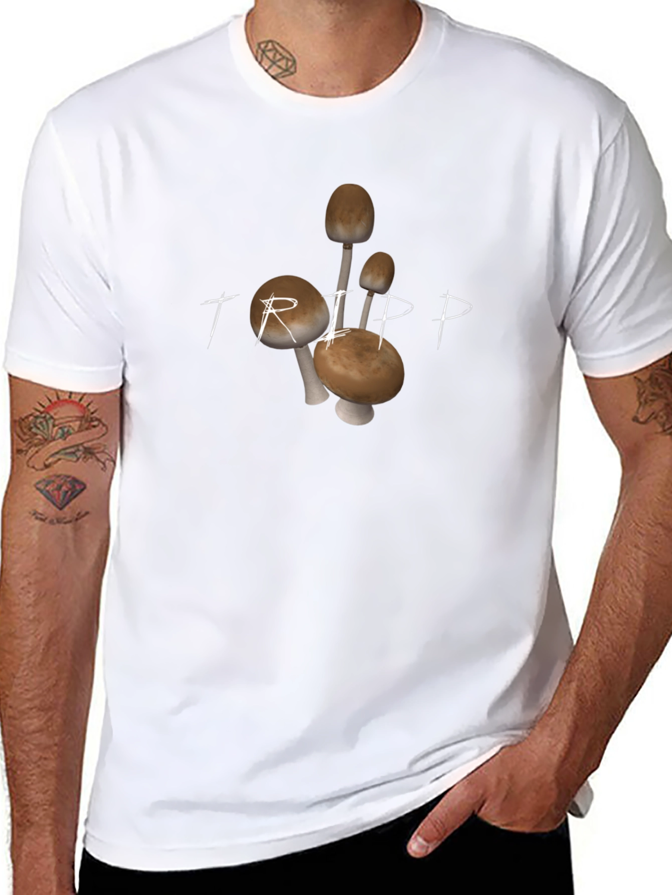 Trippy Mushroom Graphic Tee - Black Cotton Comfort