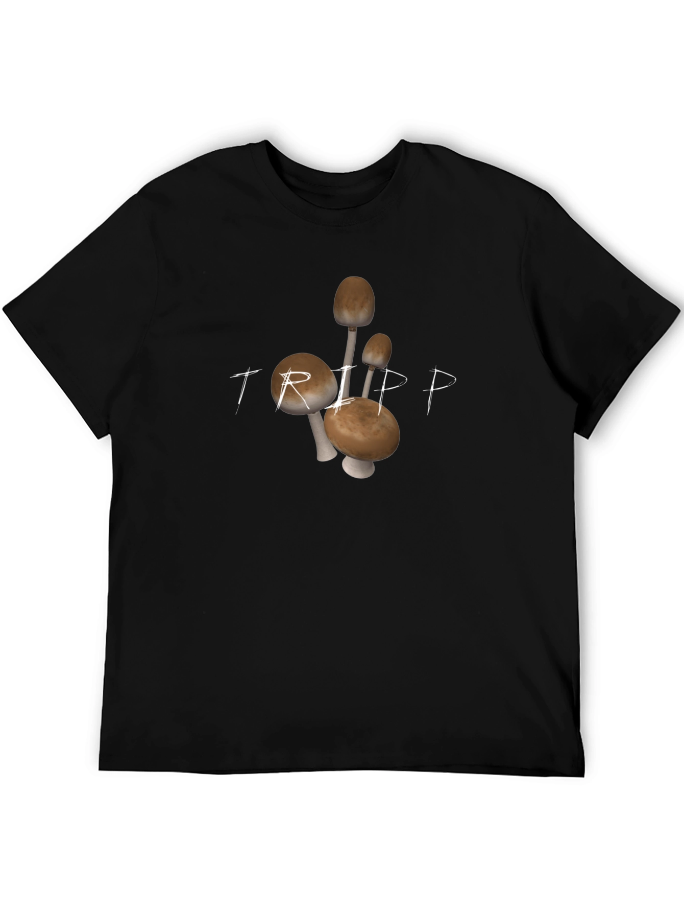 Trippy Mushroom Graphic Tee - Black Cotton Comfort