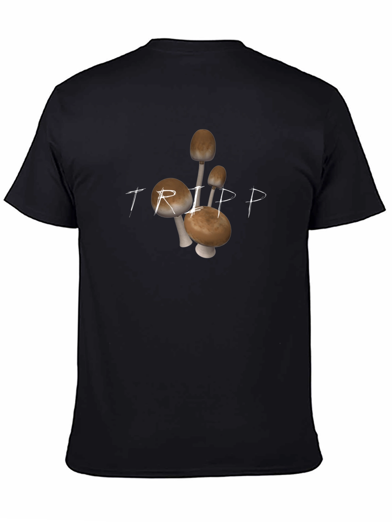 Trippy Mushroom Graphic Tee - Black Cotton Comfort