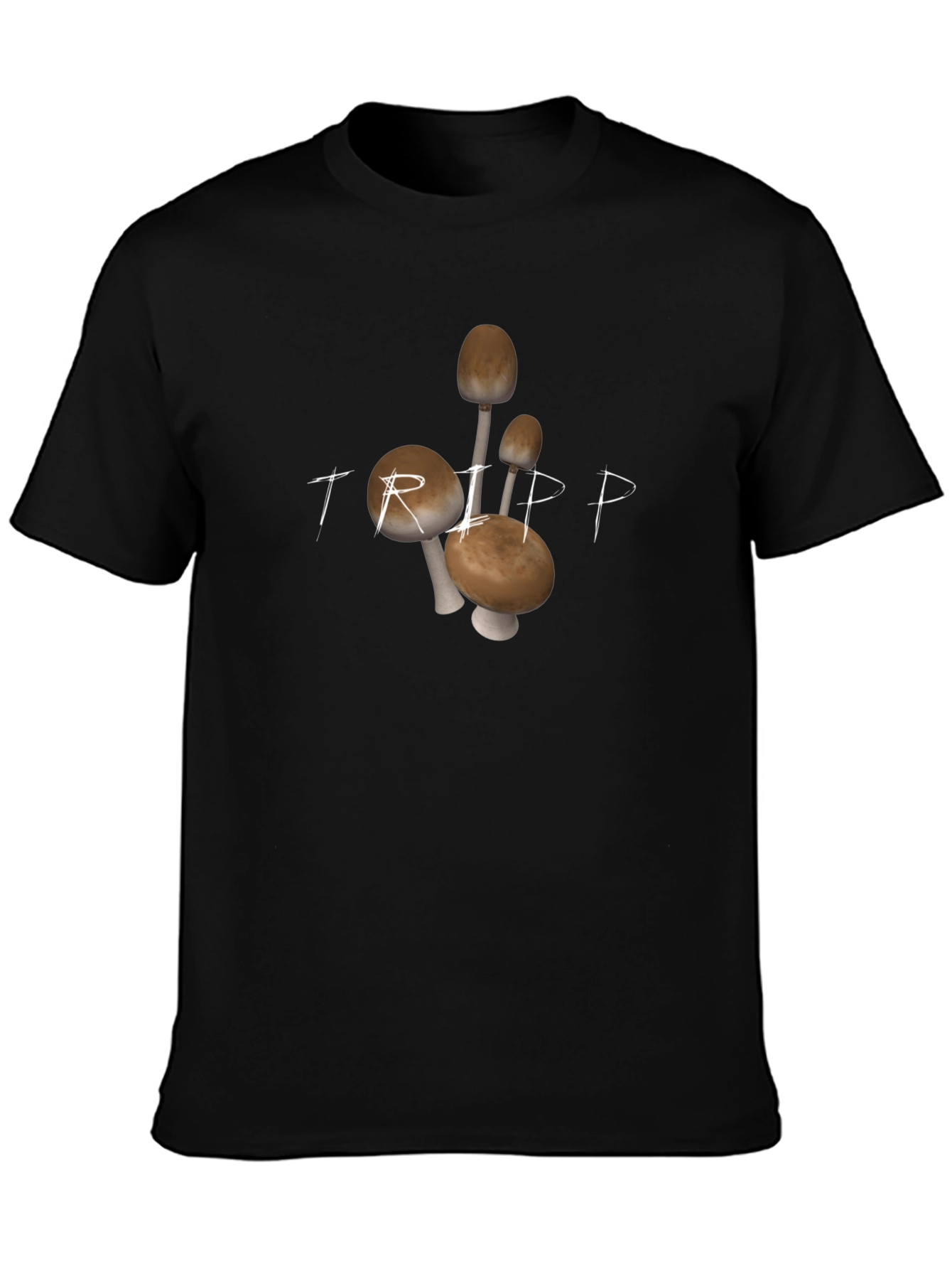 Trippy Mushroom Graphic Tee - Black Cotton Comfort