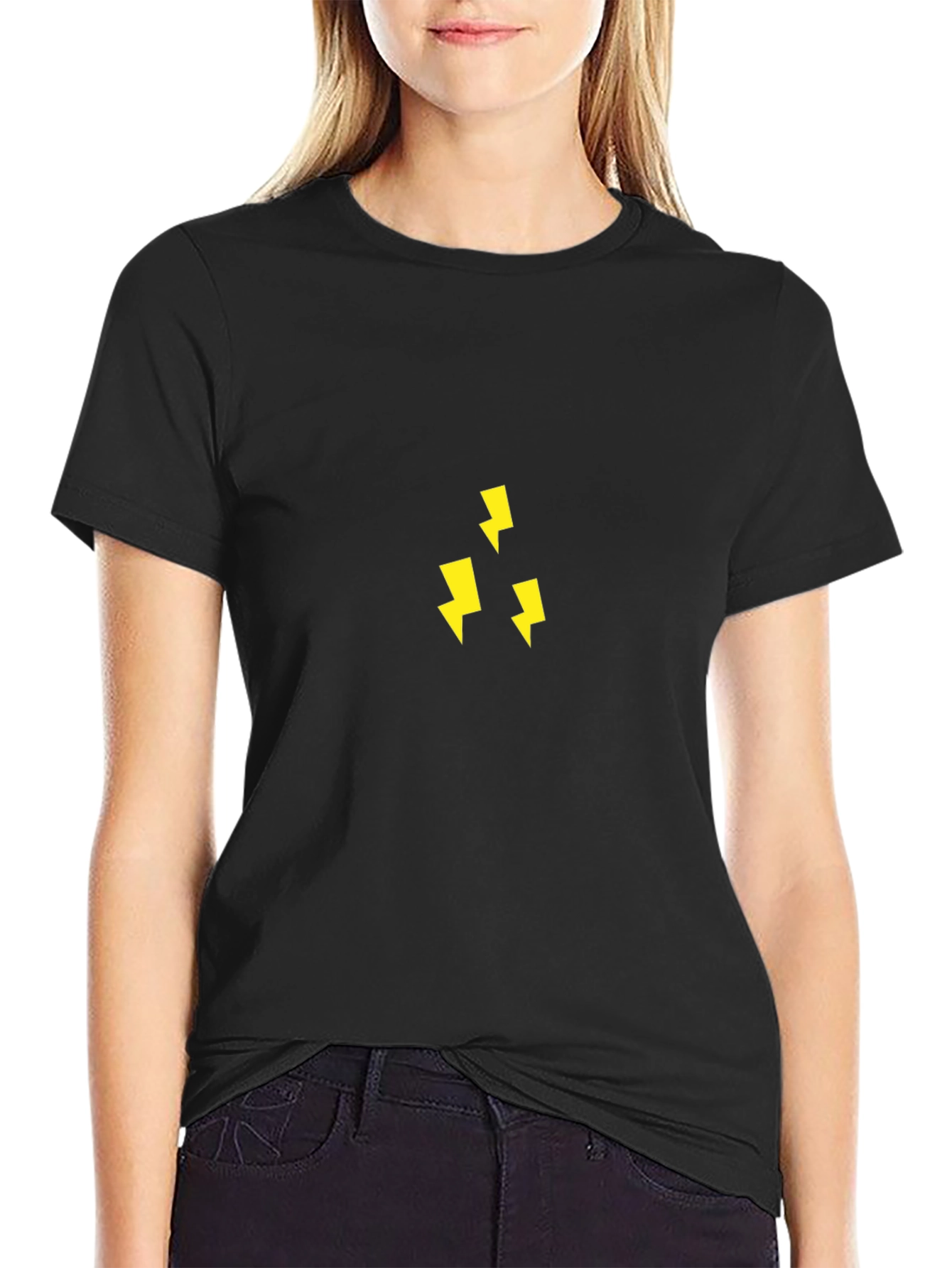 Black T-Shirt with Lightning Bolt Design