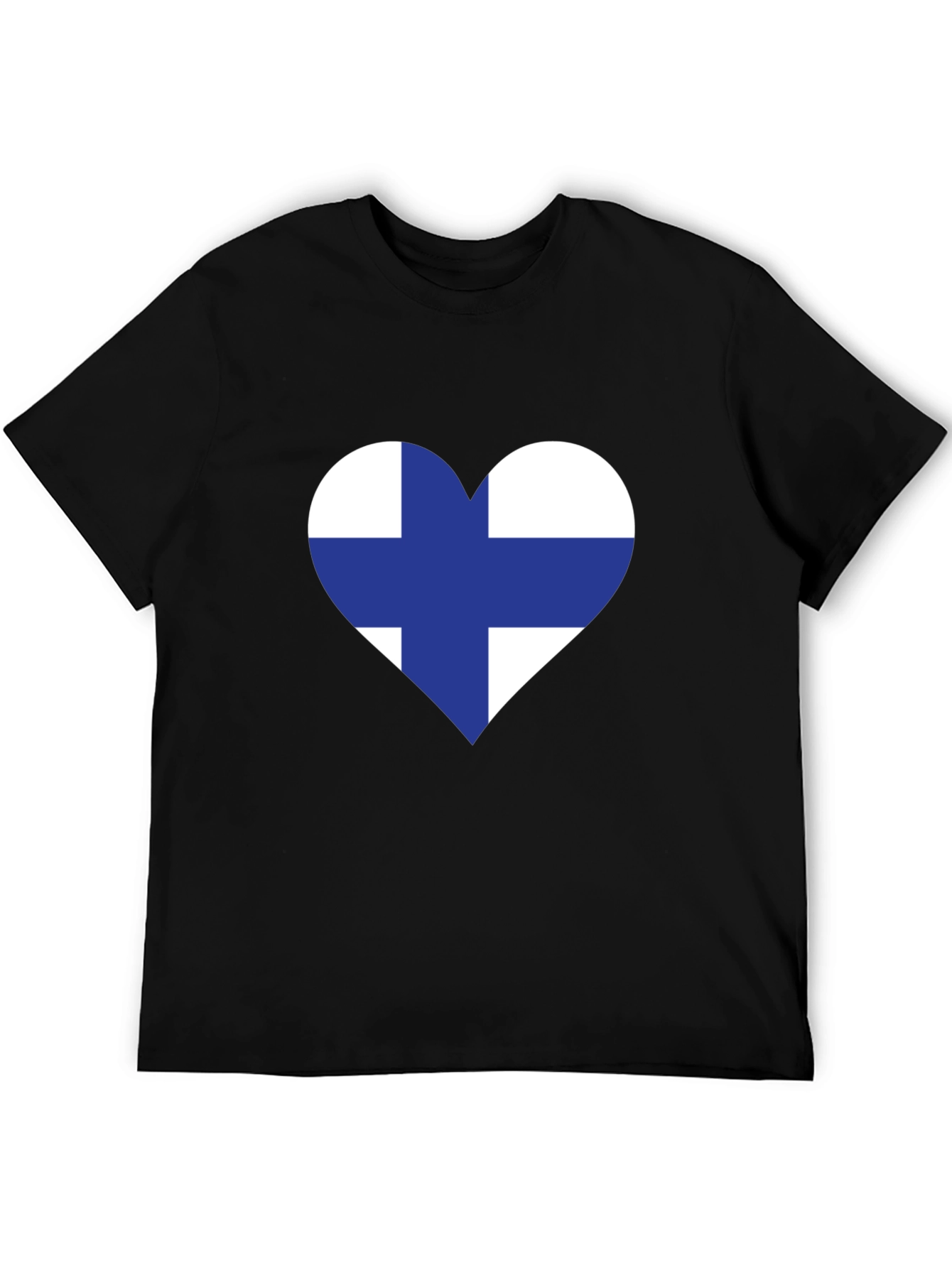 Finland Heart Flag Black T-Shirt
