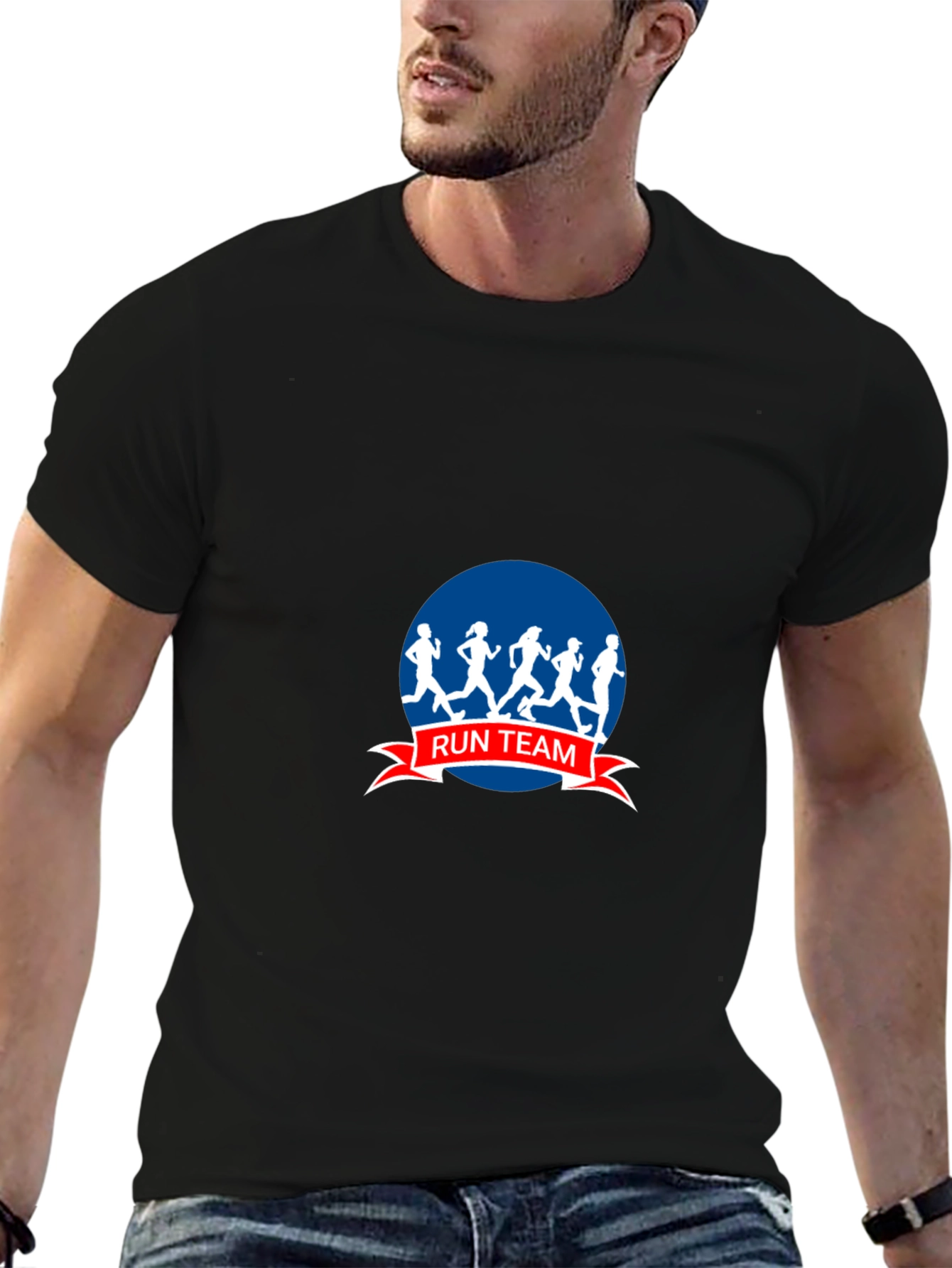 Run Team Graphic Tee - Black Cotton Blend