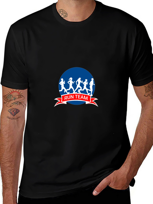 Run Team Graphic Tee - Black Cotton Blend