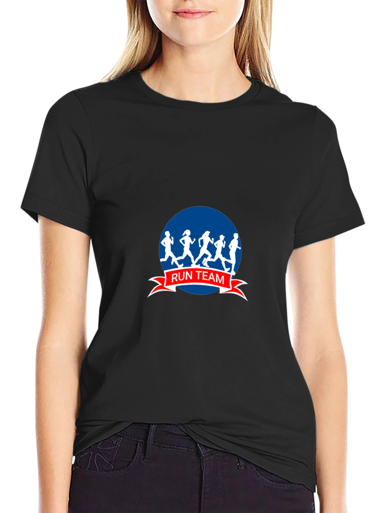 Run Team Graphic Tee - Black Cotton Blend