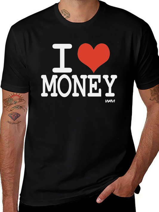I Heart Money Graphic Tee - Black Cotton Shirt