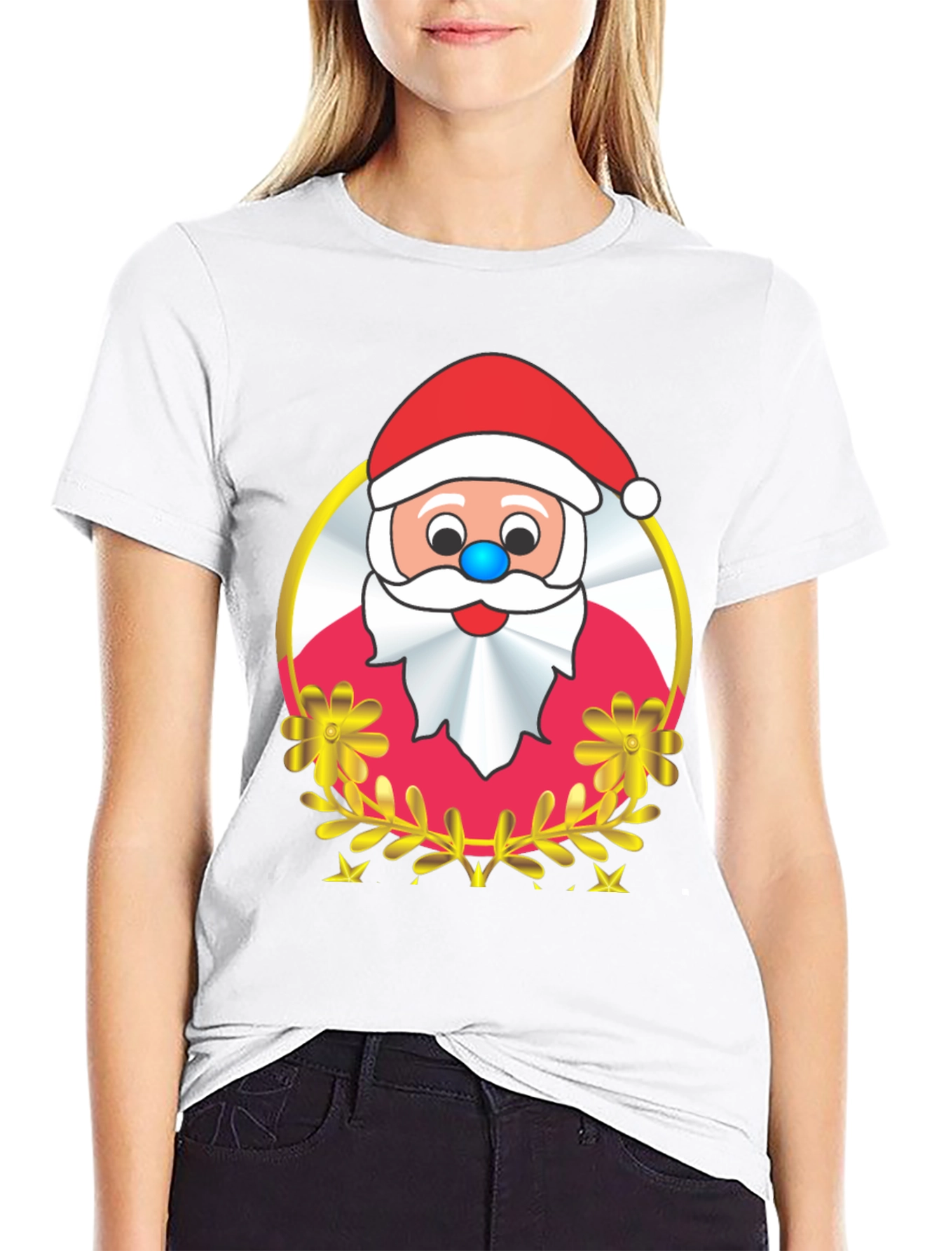Festive Santa Graphic Tee - Holiday Cheer