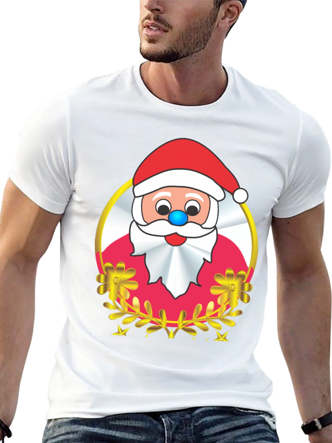Festive Santa Graphic Tee - Holiday Cheer