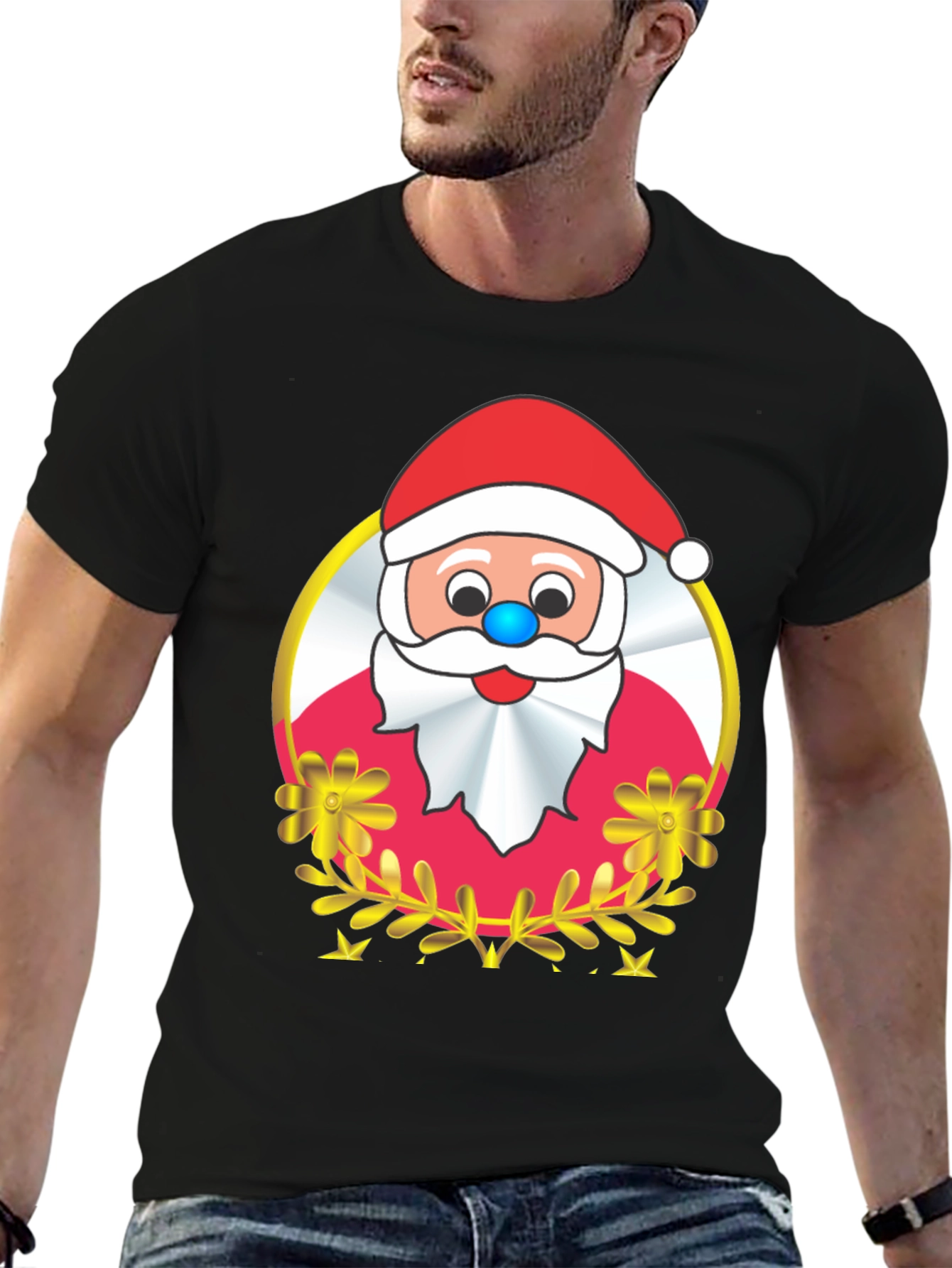 Festive Santa Graphic Tee - Holiday Cheer