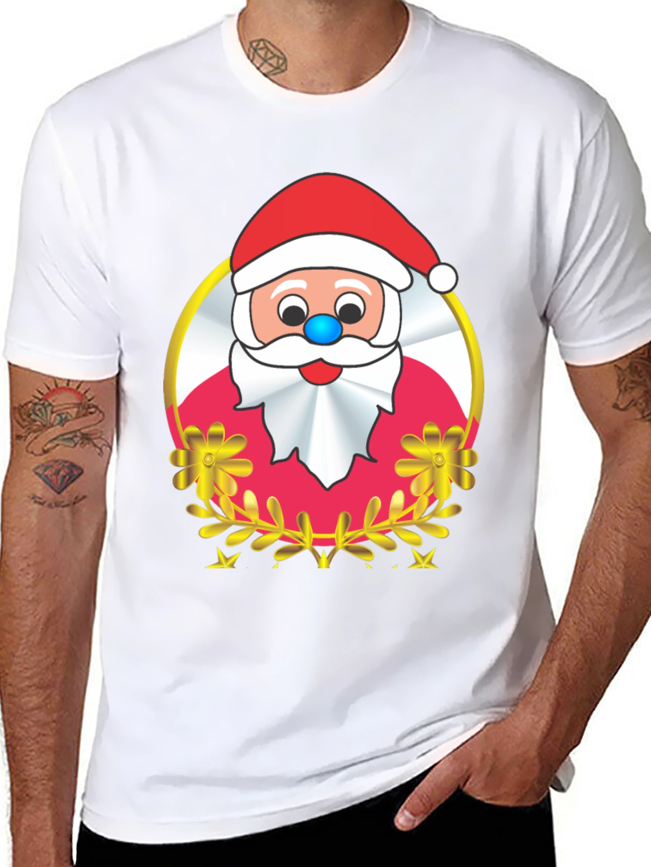 Festive Santa Graphic Tee - Holiday Cheer