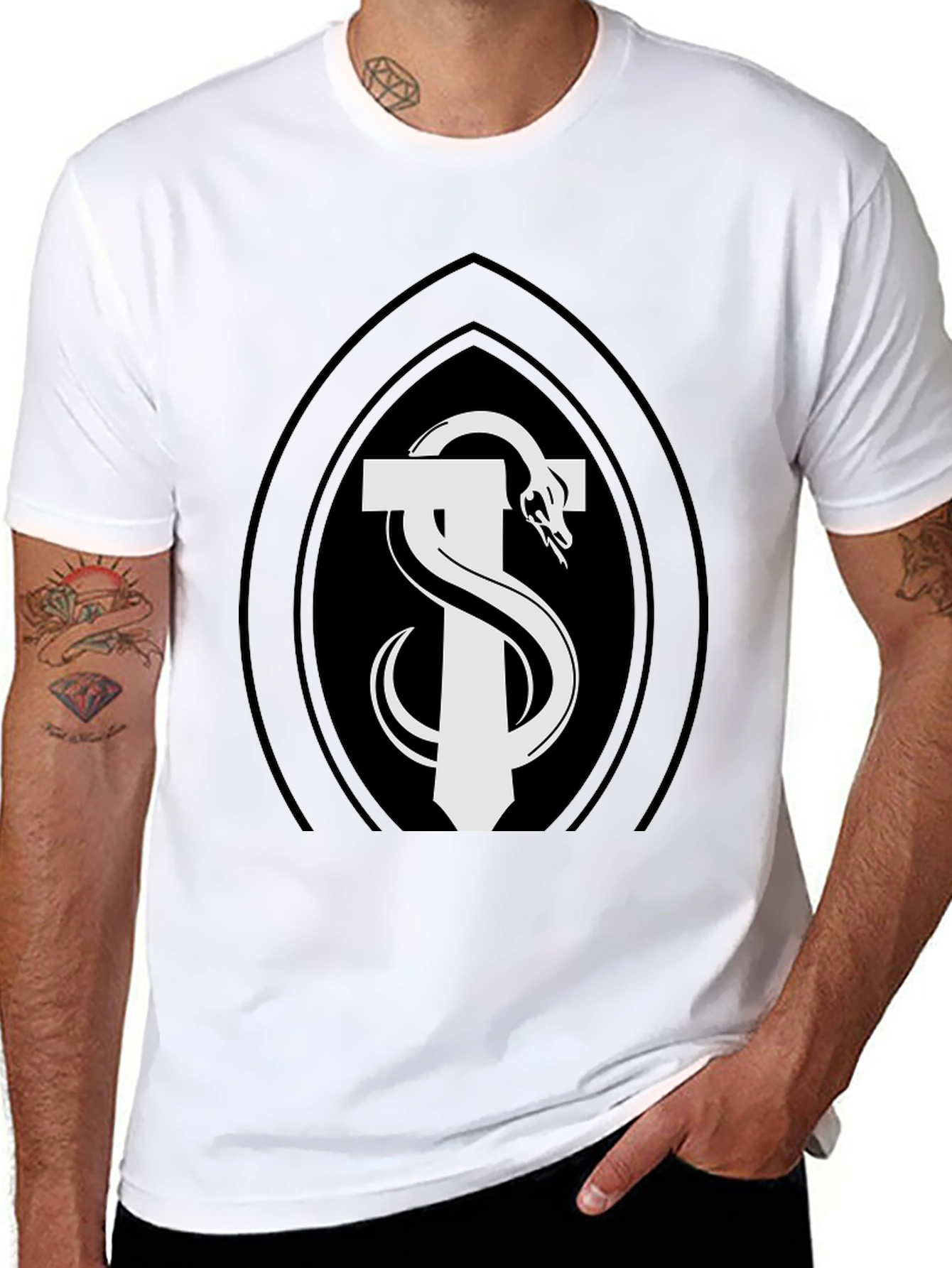 Caduceus Snake T-Shirt - Black