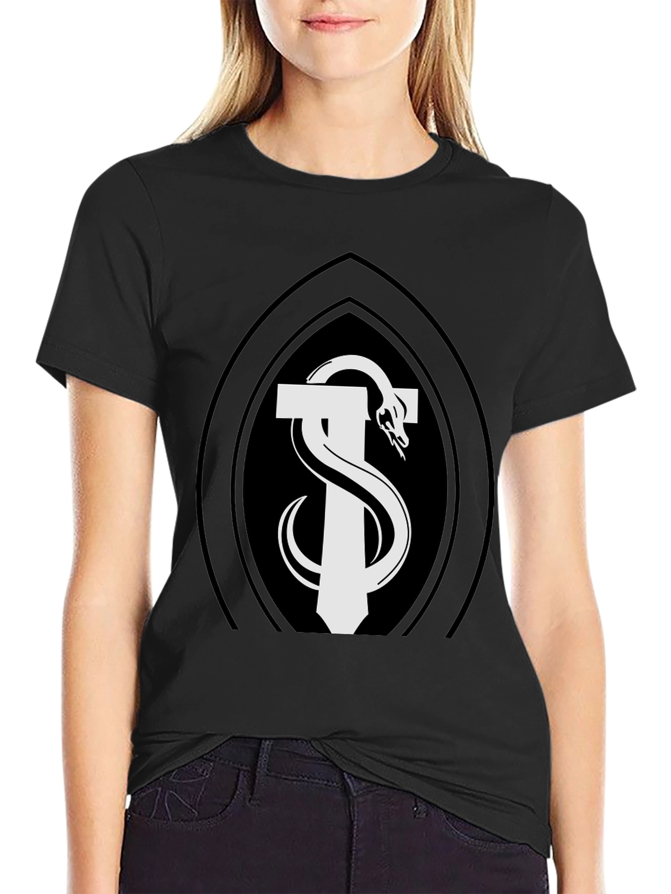 Caduceus Snake T-Shirt - Black
