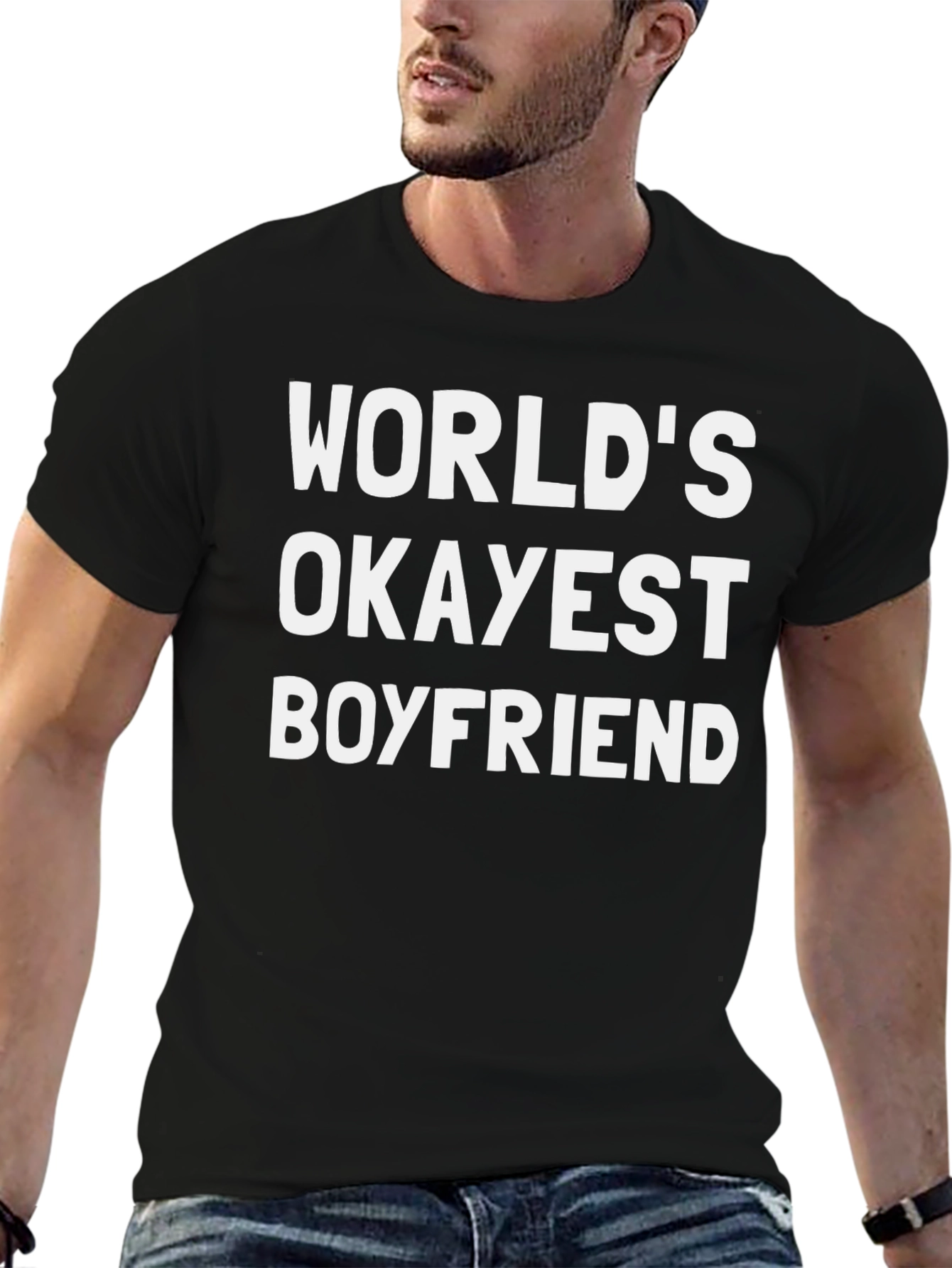Worlds Okayest Boyfriend Funny Graphic T-Shirt