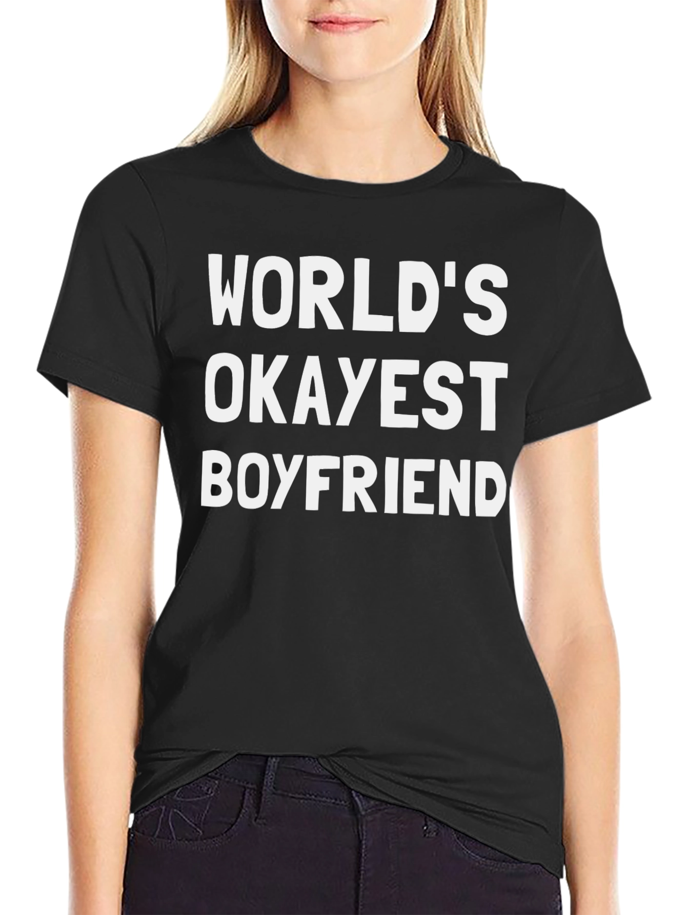 Worlds Okayest Boyfriend Funny Graphic T-Shirt