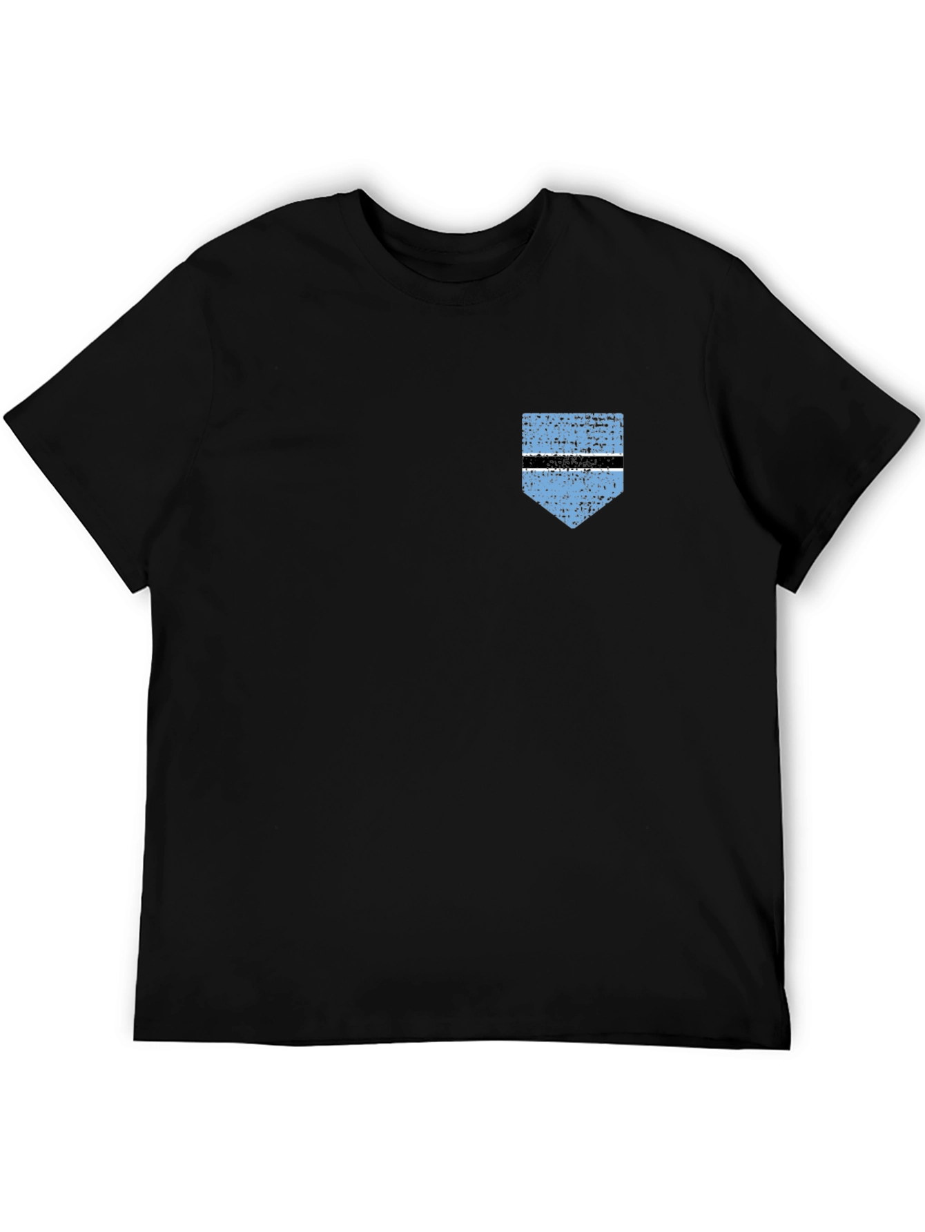 Botswana Flag Pocket Print T-Shirt - Black