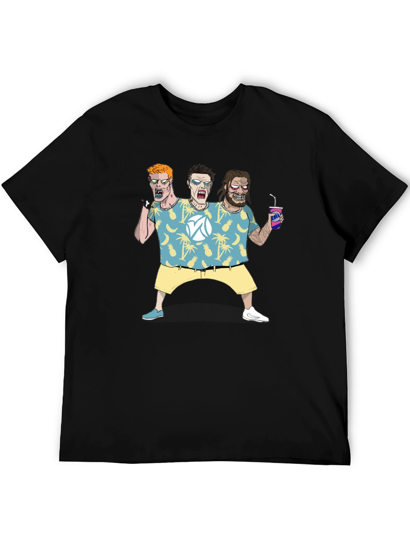 Three-Headed Zombie Graphic Print Tee