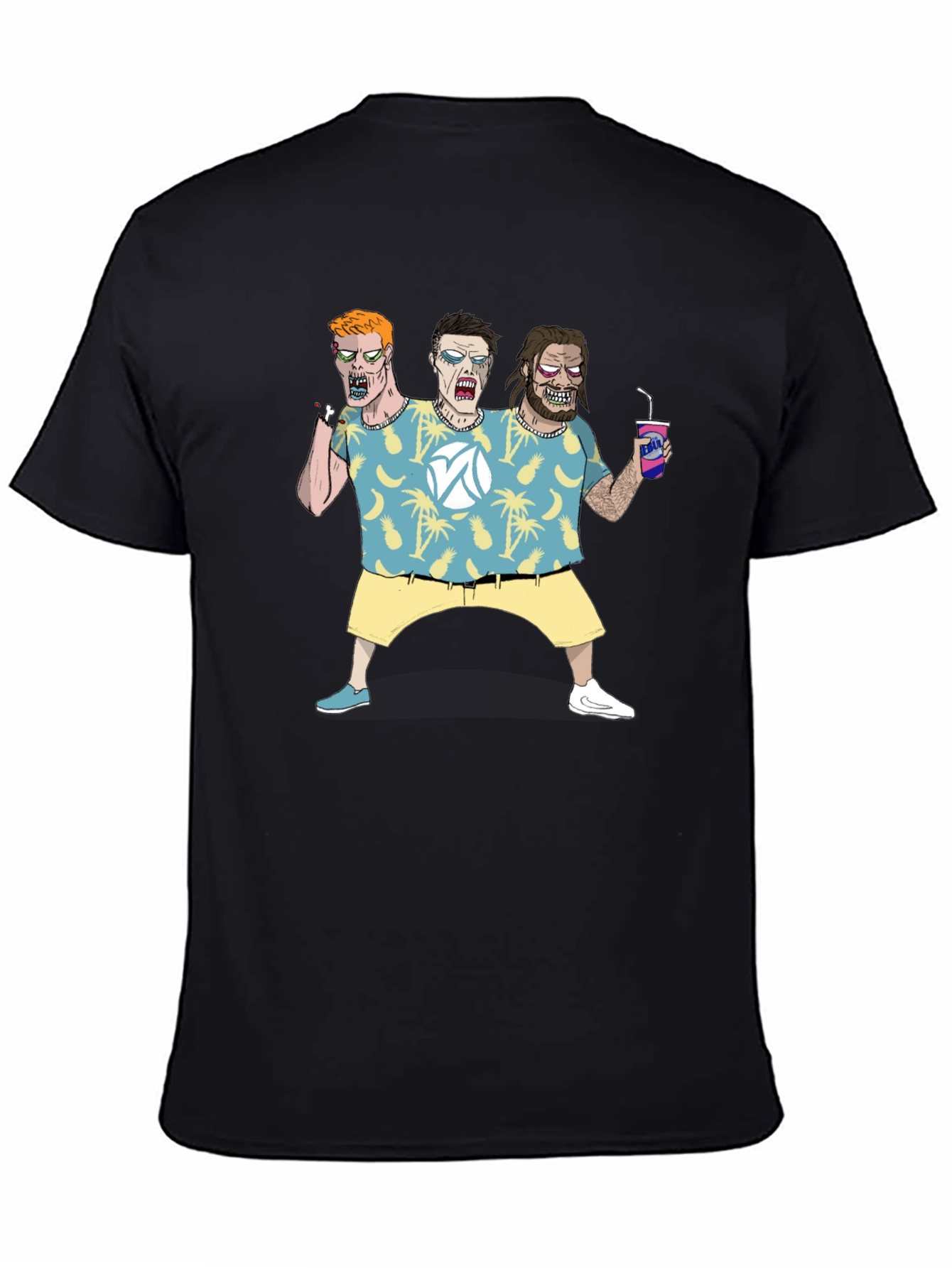 Three-Headed Zombie Graphic Print Tee