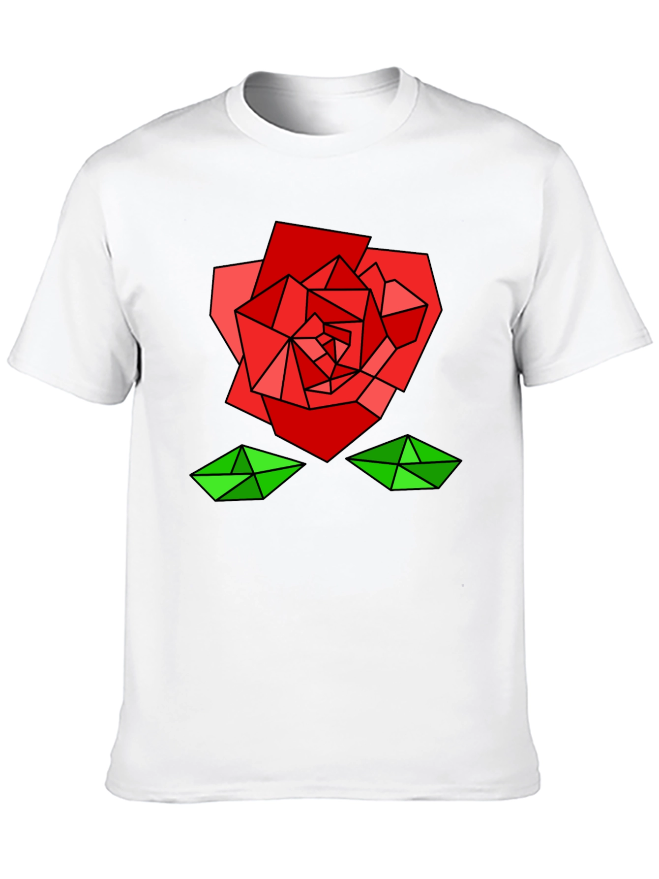 Geometric Rose Graphic Tee - Modern Artistic Design