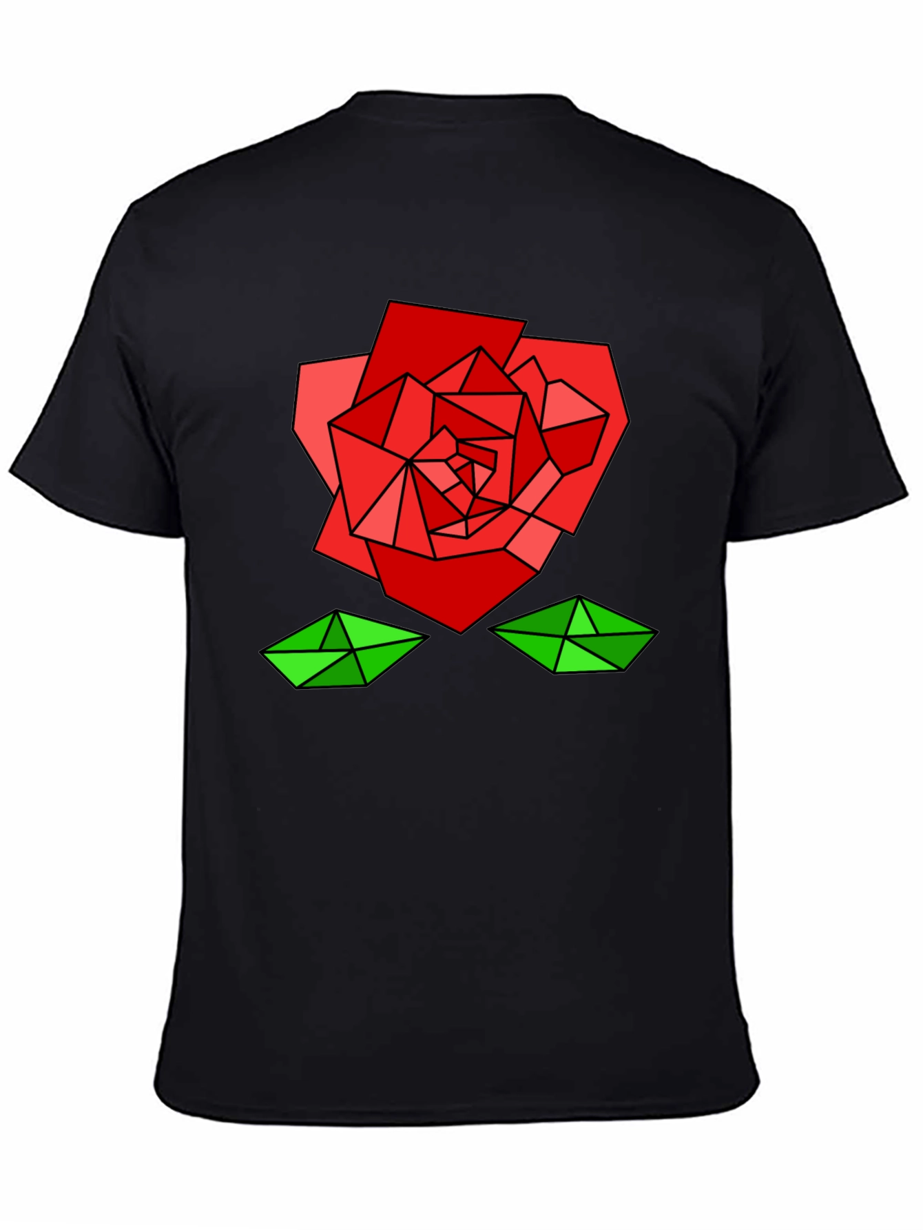 Geometric Rose Graphic Tee - Modern Artistic Design