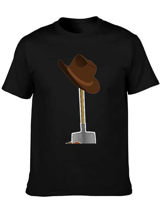Cartoon Cowboy Hat and Shovel Graphic Tee