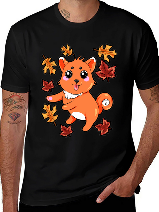 Autumn Shiba Inu T-Shirt - Cute Dog & Fall Leaves