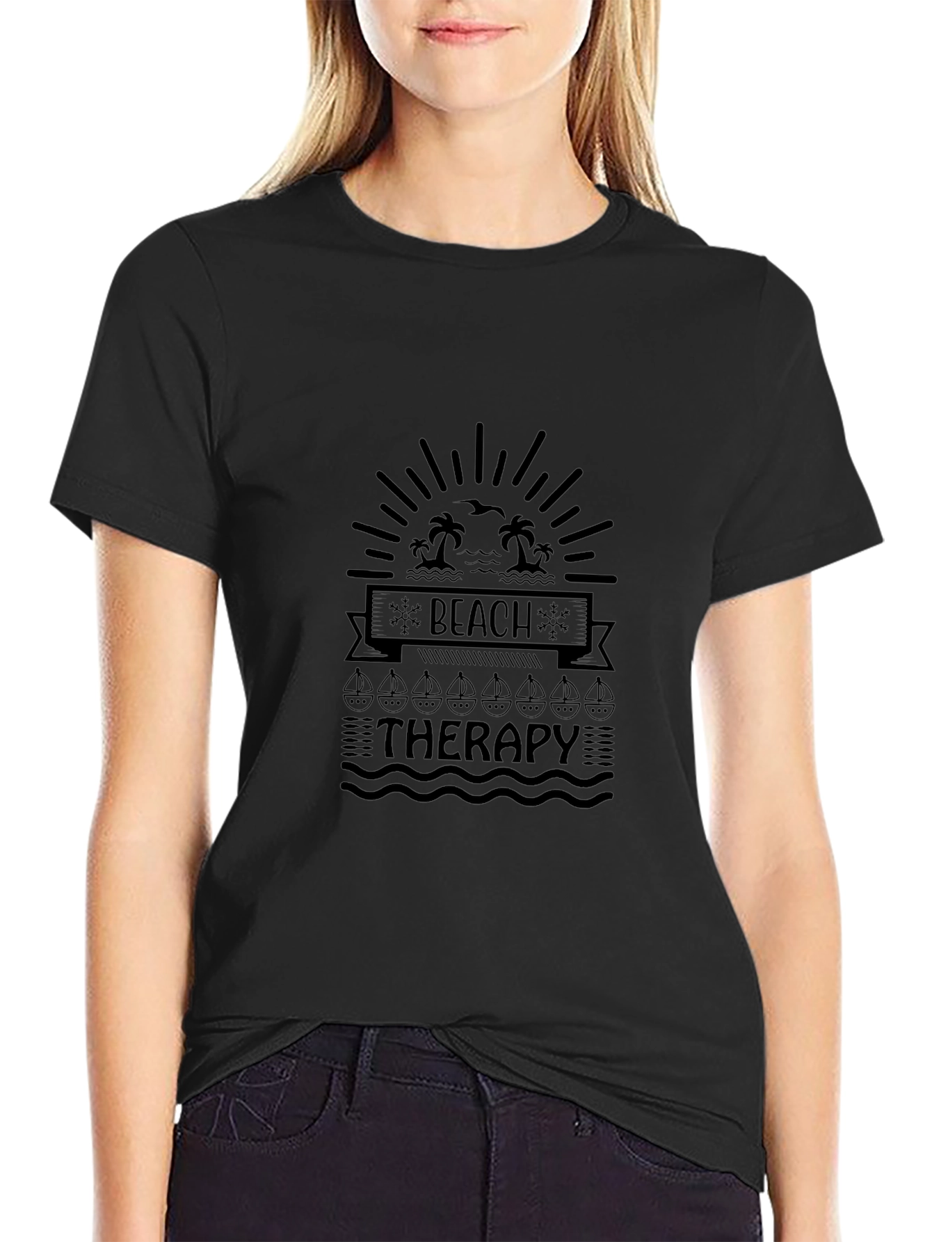 Beach Therapy Graphic Tee - Coastal Relaxation