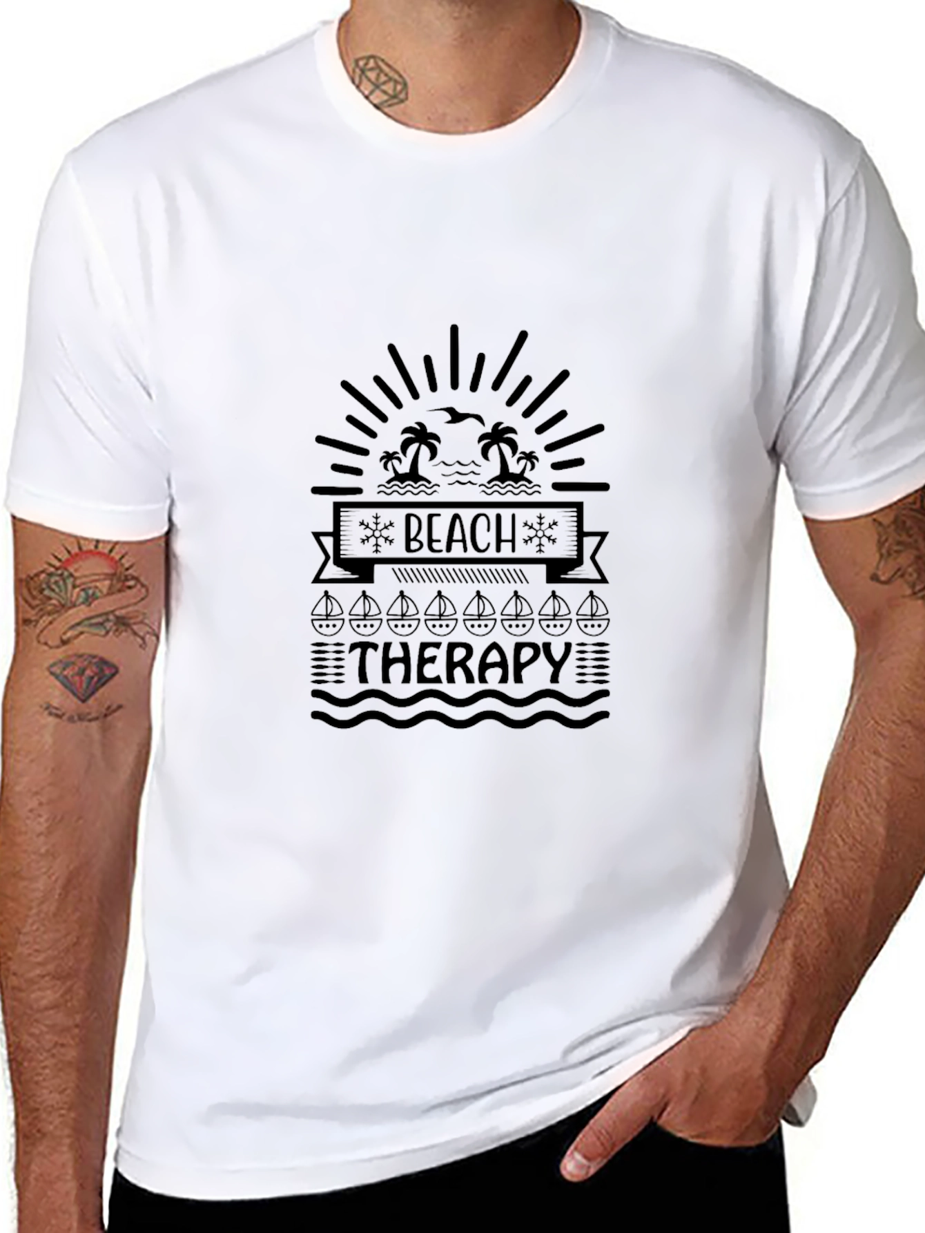 Beach Therapy Graphic Tee - Coastal Relaxation