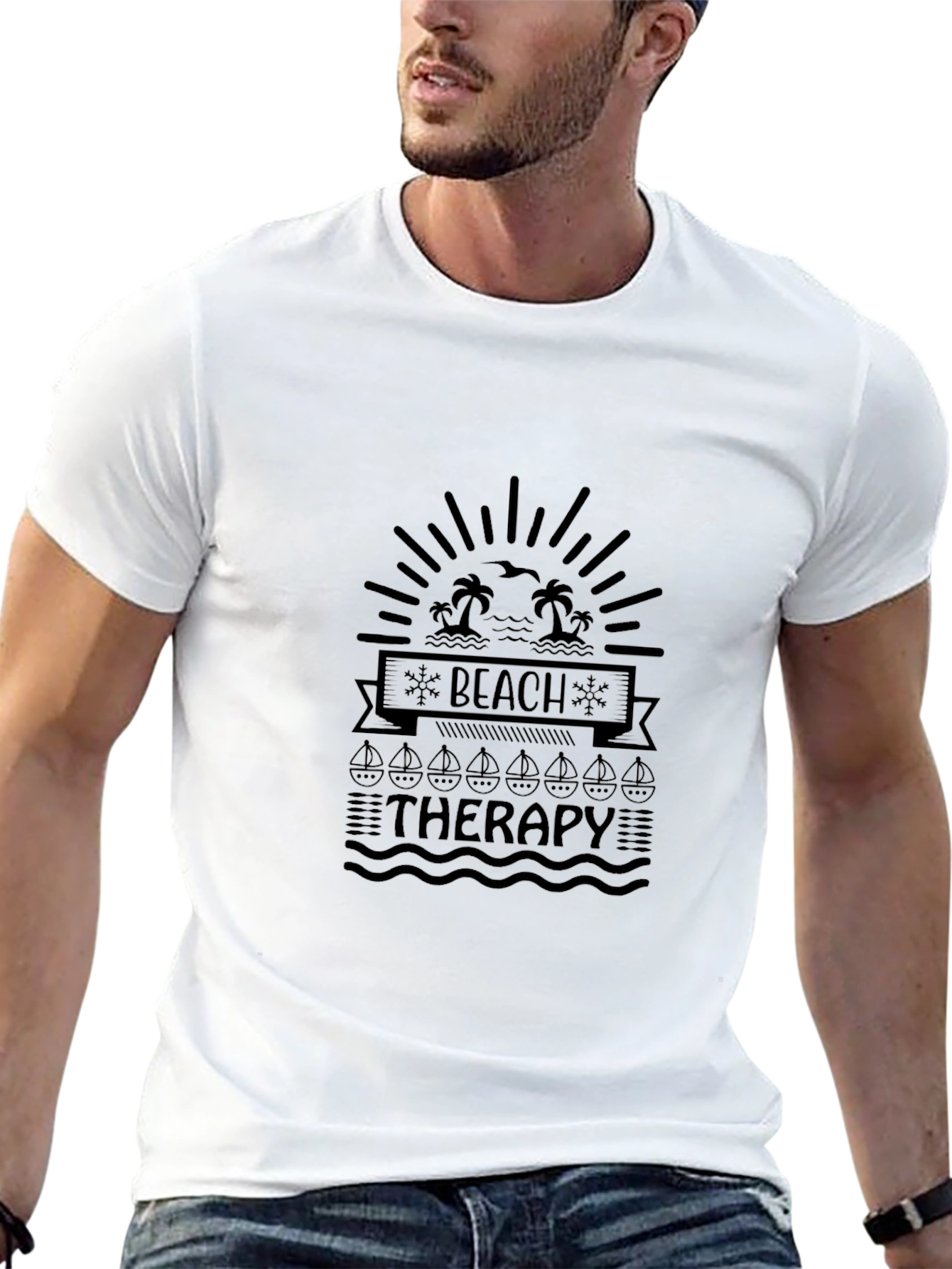 Beach Therapy Graphic Tee - Coastal Relaxation