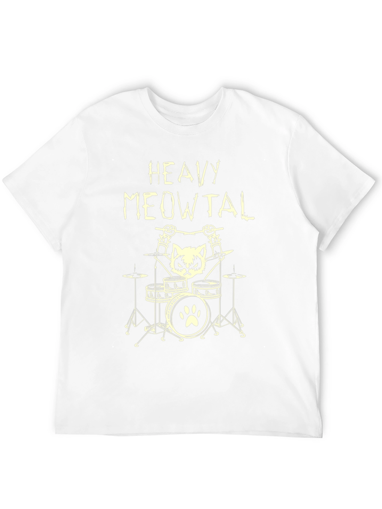 Heavy Meowtal T-Shirt - Rocker Cat Drummer Tee
