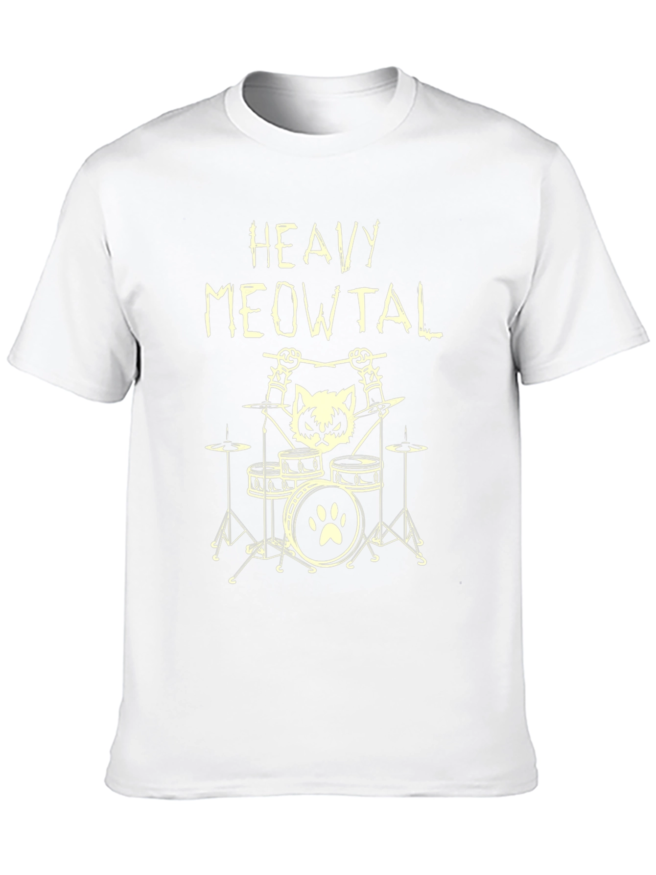 Heavy Meowtal T-Shirt - Rocker Cat Drummer Tee