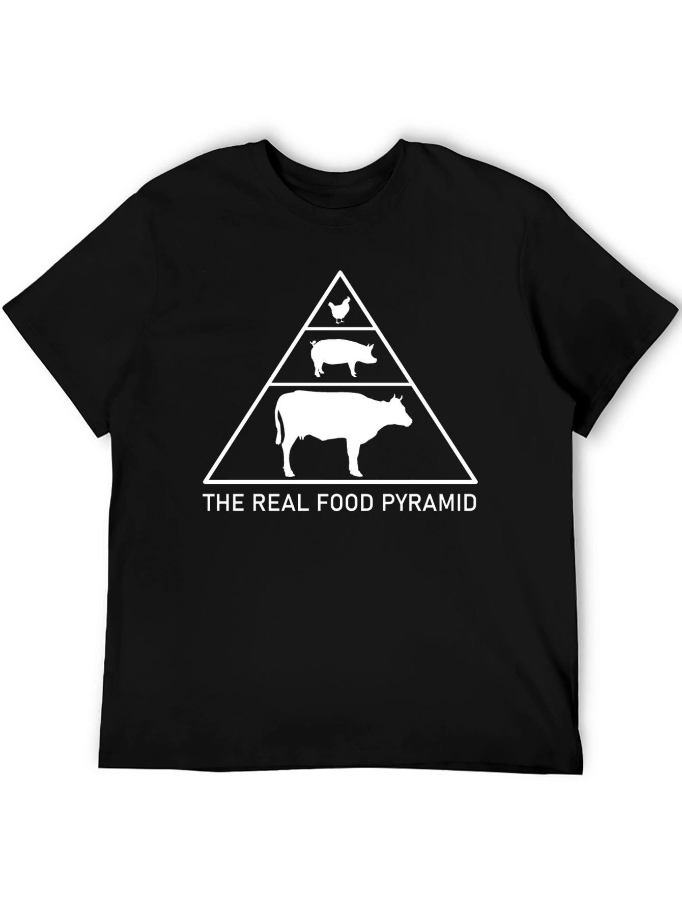 The Real Food Pyramid Black T-Shirt