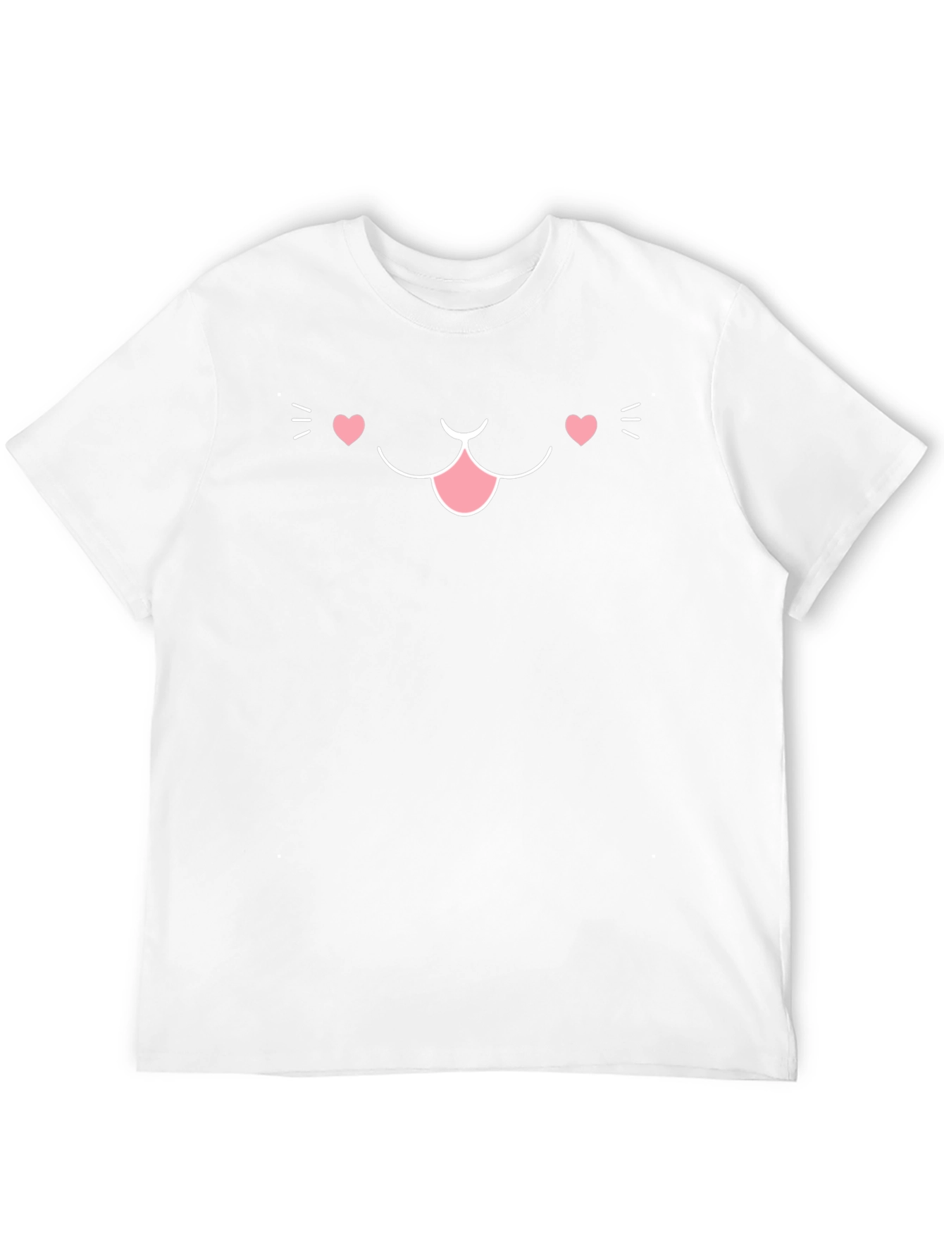 Cute Cat Face Graphic T-Shirt - Black Cotton Blend