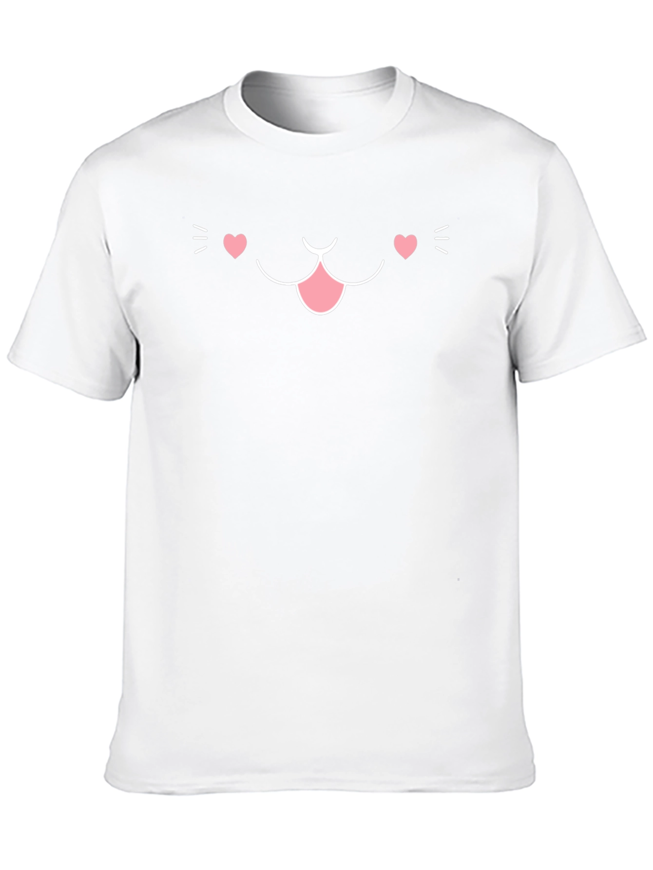 Cute Cat Face Graphic T-Shirt - Black Cotton Blend