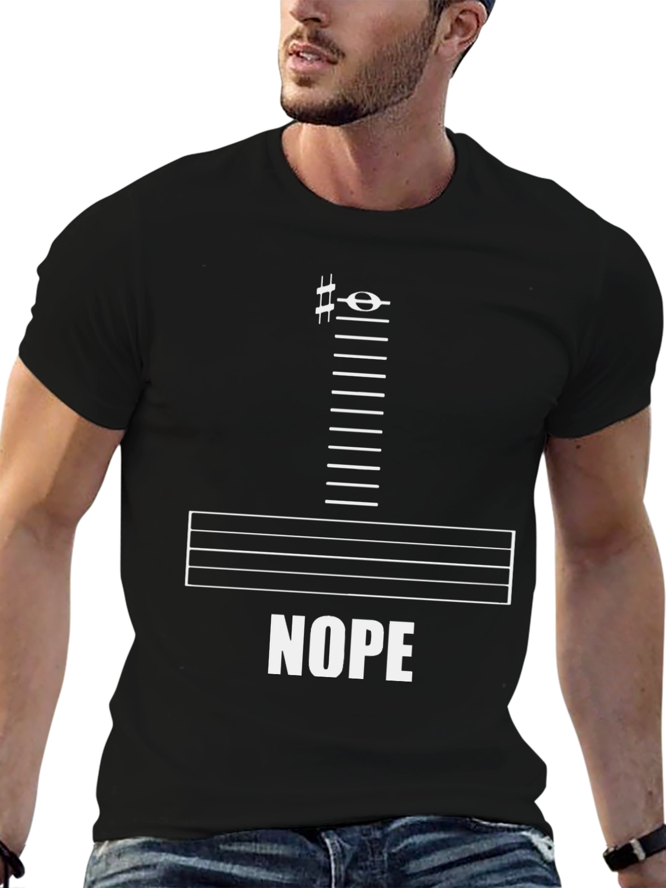 Music Lovers Nope T-Shirt - Bass Clef Funny Tee