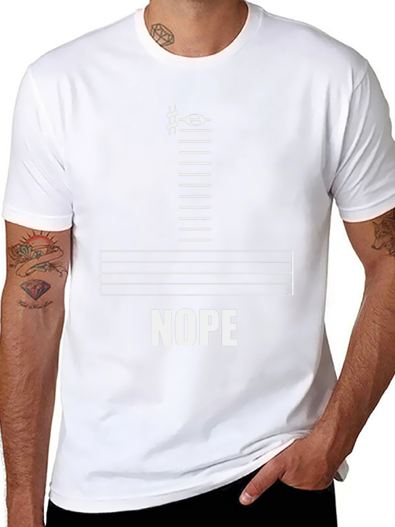 Music Lovers Nope T-Shirt - Bass Clef Funny Tee