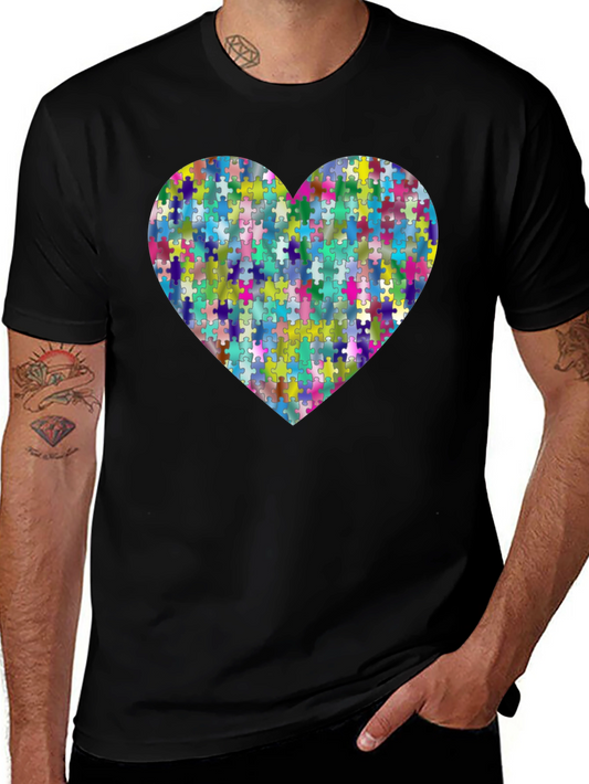 Puzzle Piece Heart Graphic T-Shirt