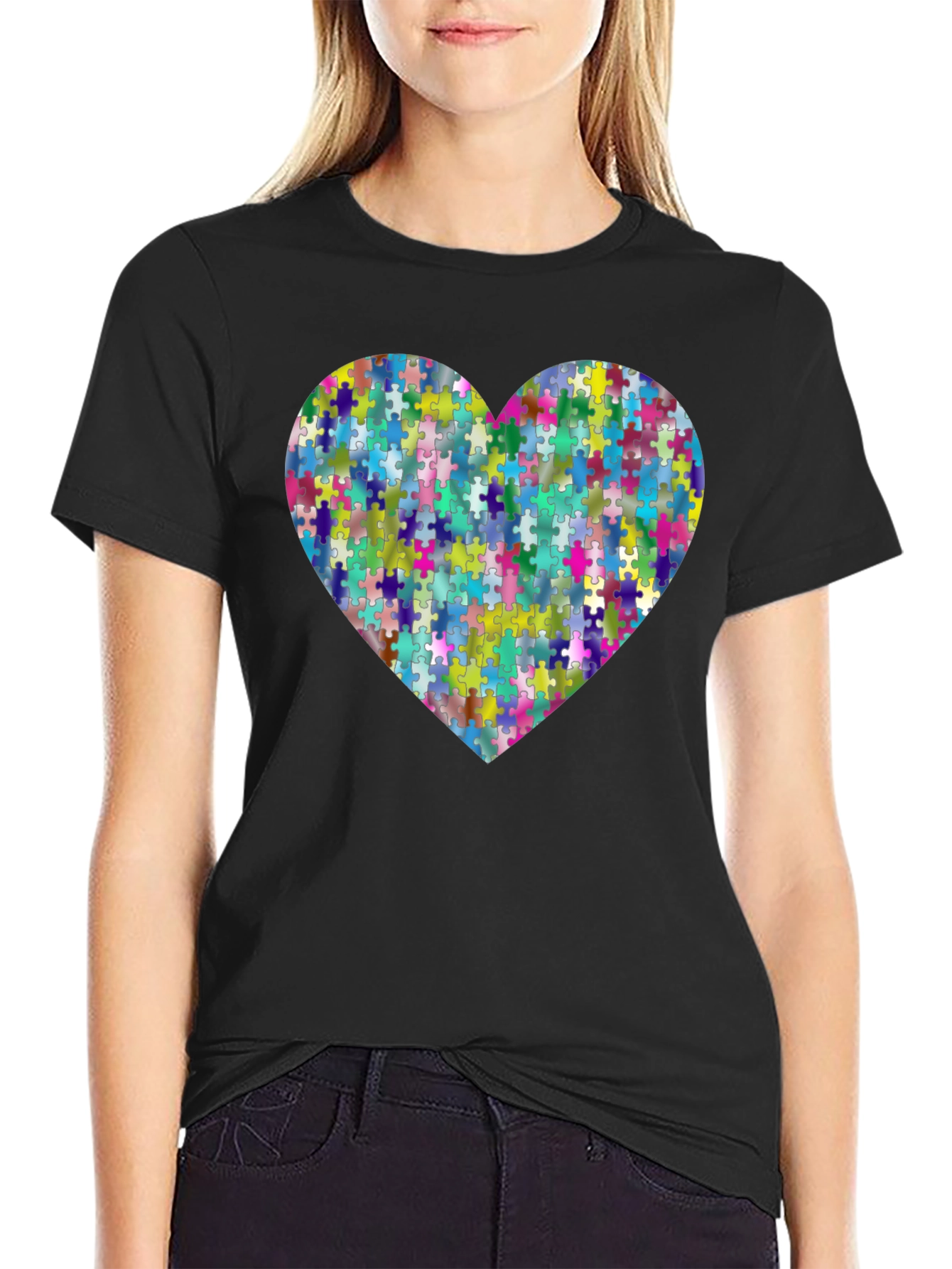 Puzzle Piece Heart Graphic T-Shirt