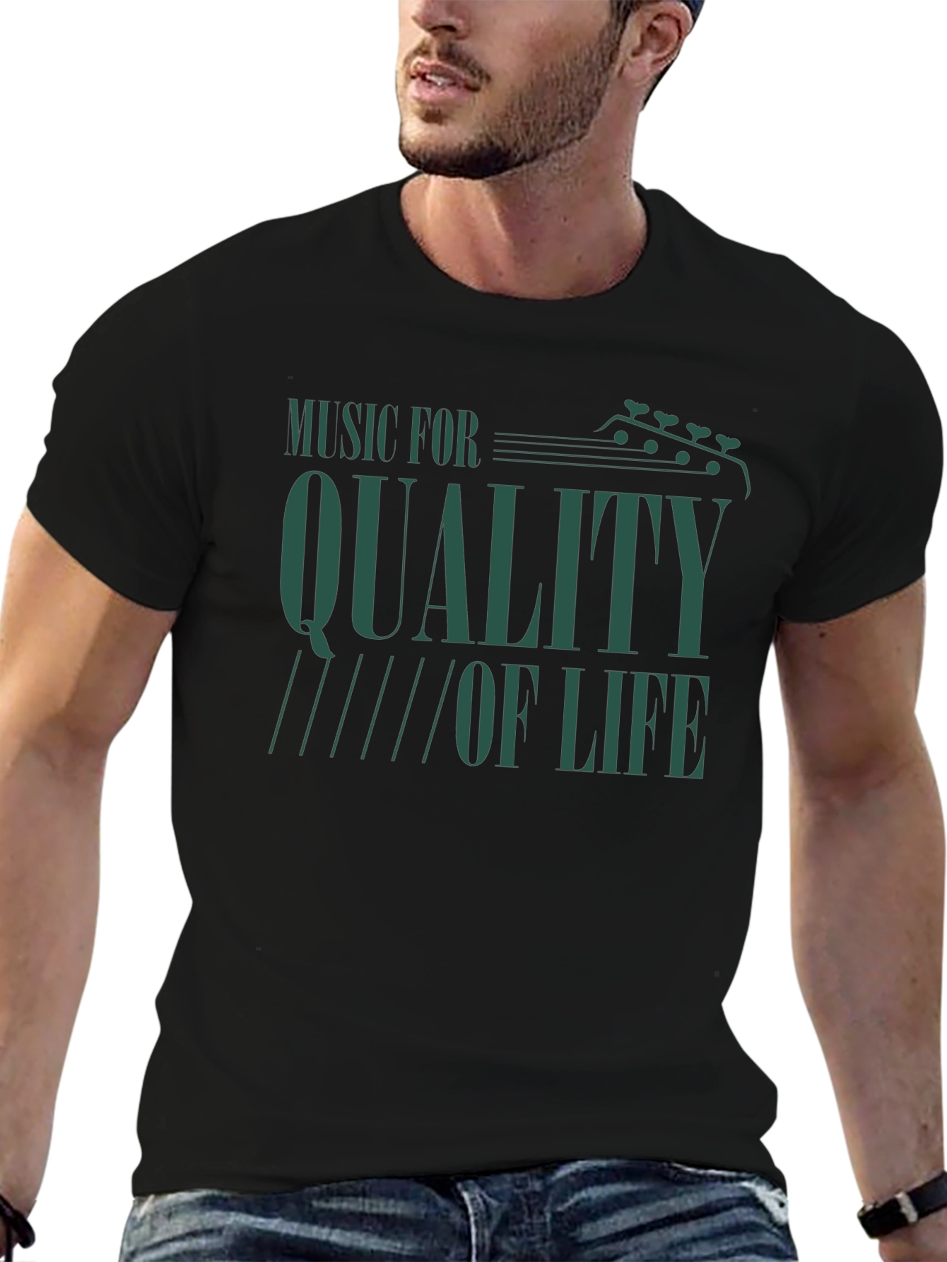 Music For Quality of Life Black T-Shirt