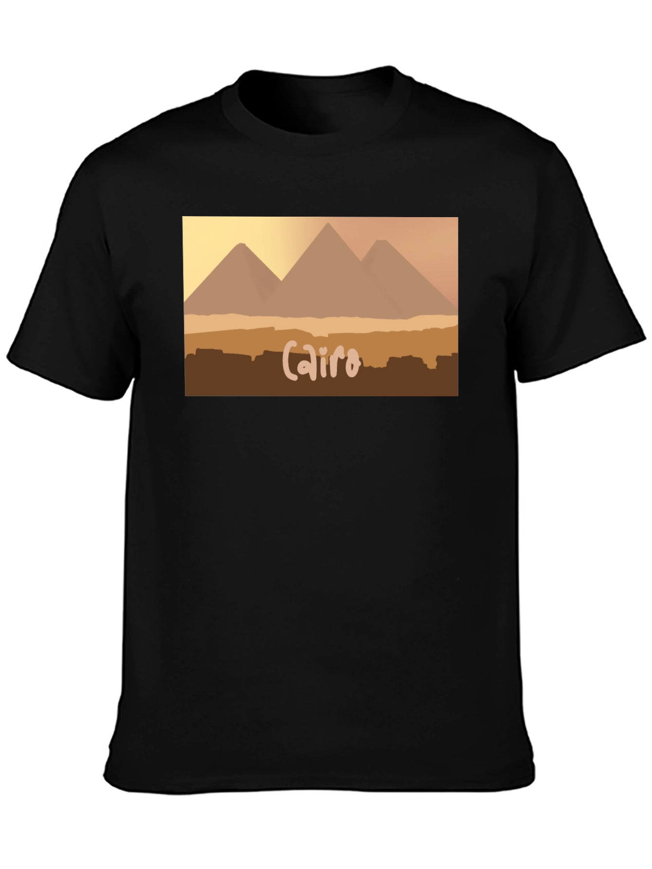 Cairo Pyramids Graphic Tee - Black Cotton T-Shirt