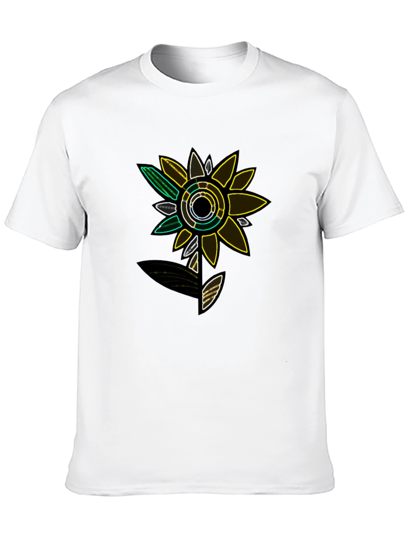 Neon Flower Graphic Tee - Modern Design