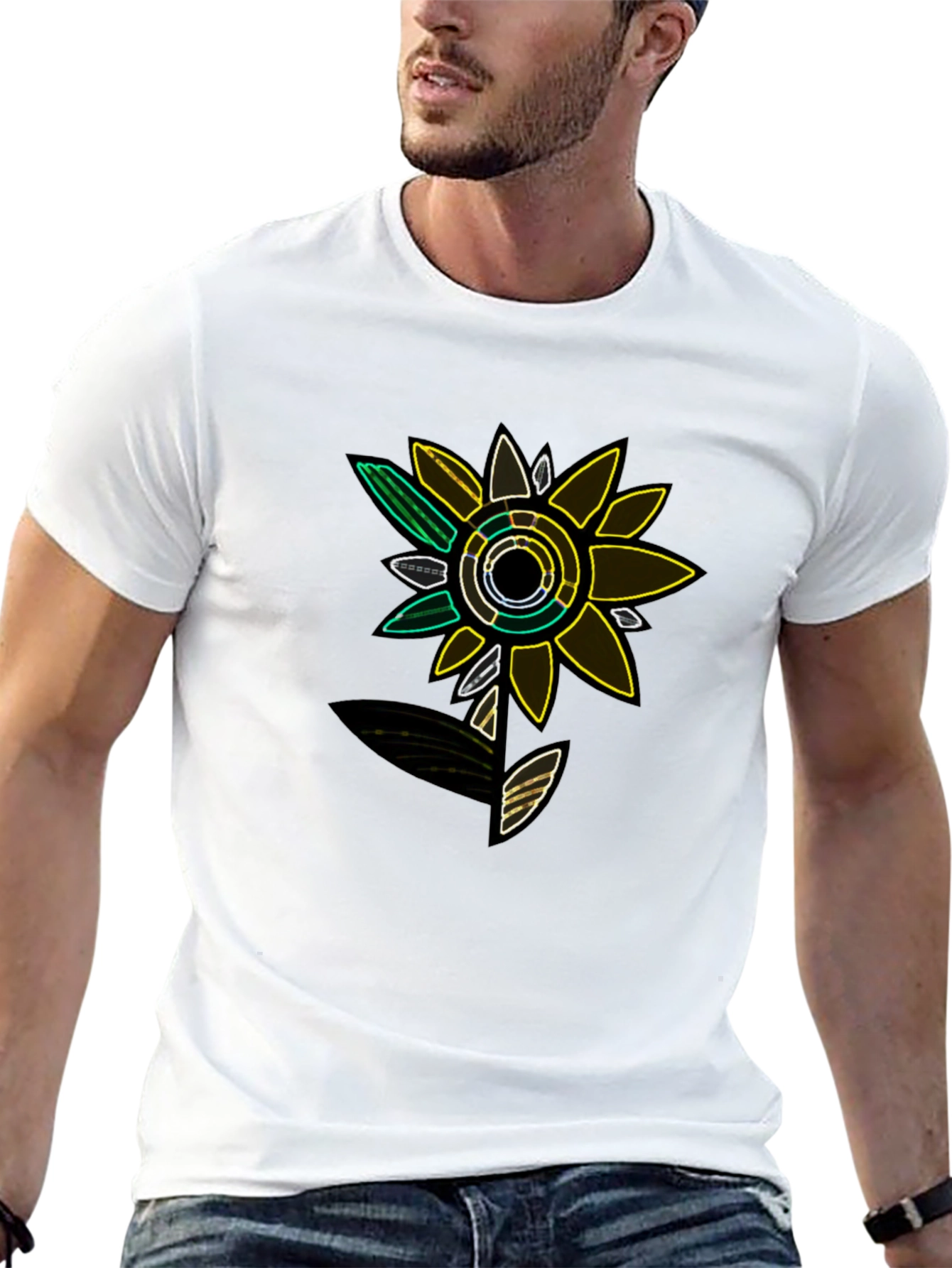 Neon Flower Graphic Tee - Modern Design