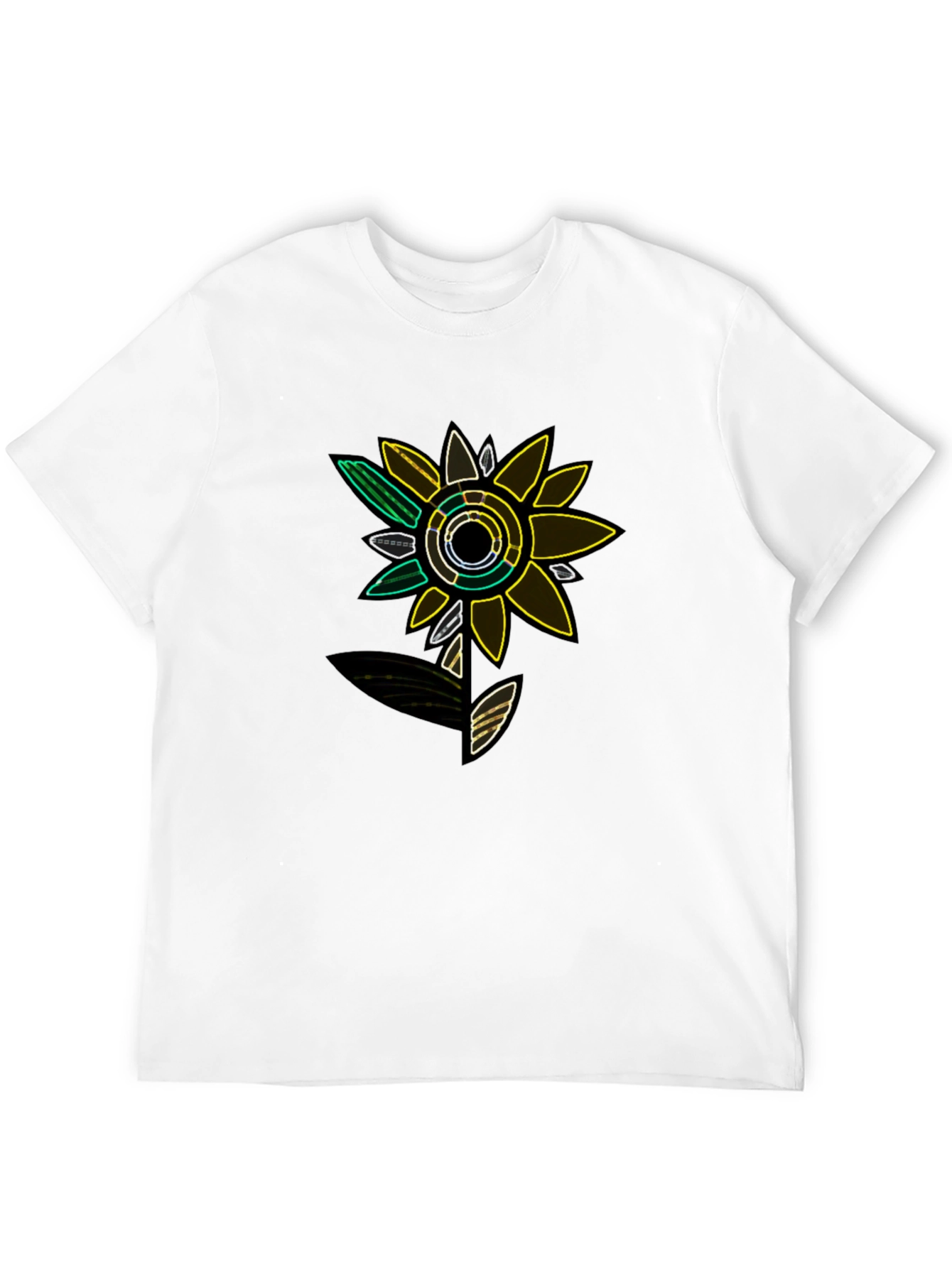 Neon Flower Graphic Tee - Modern Design