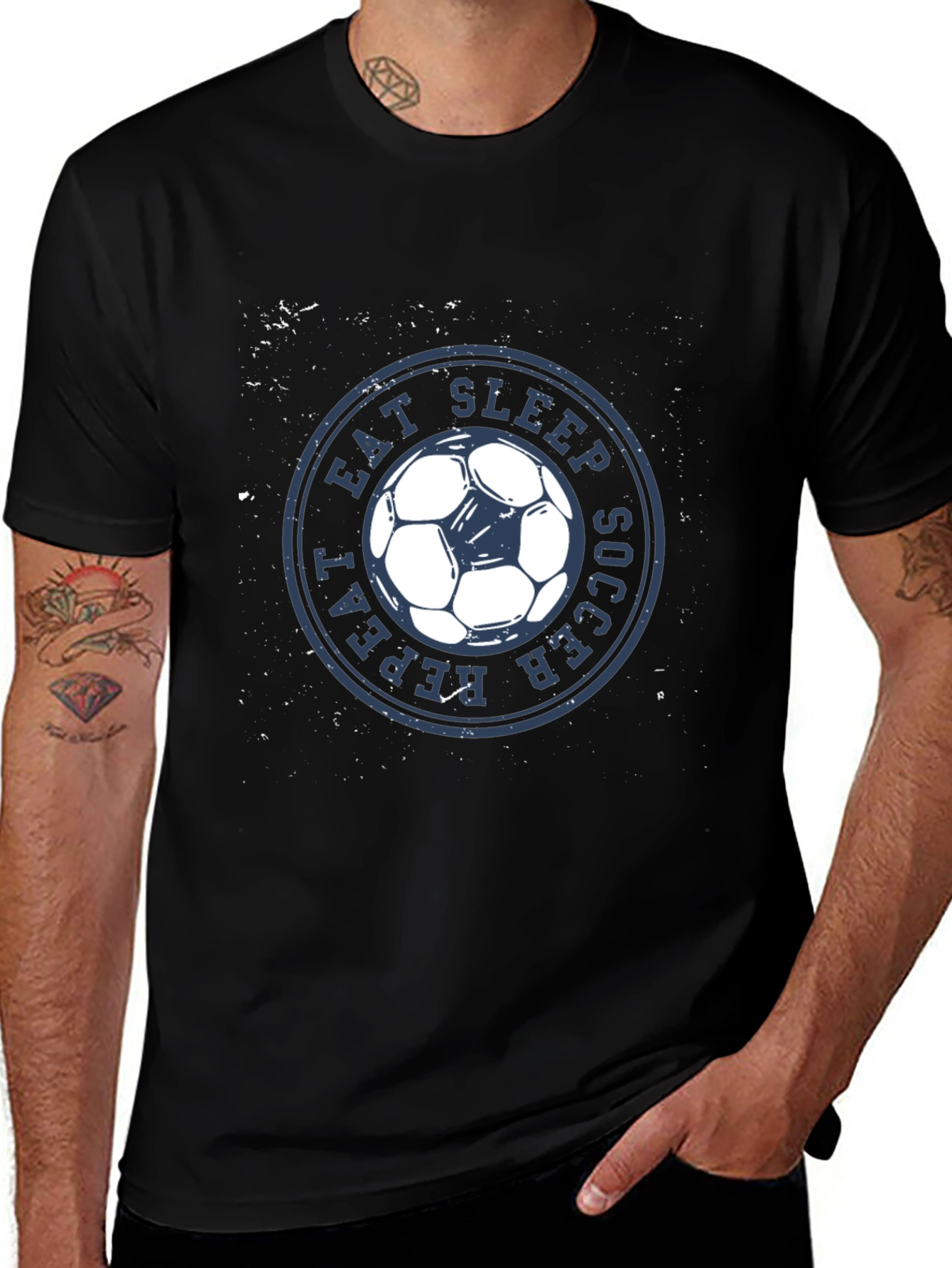 Eat Sleep Soccer Repeat Black T-Shirt