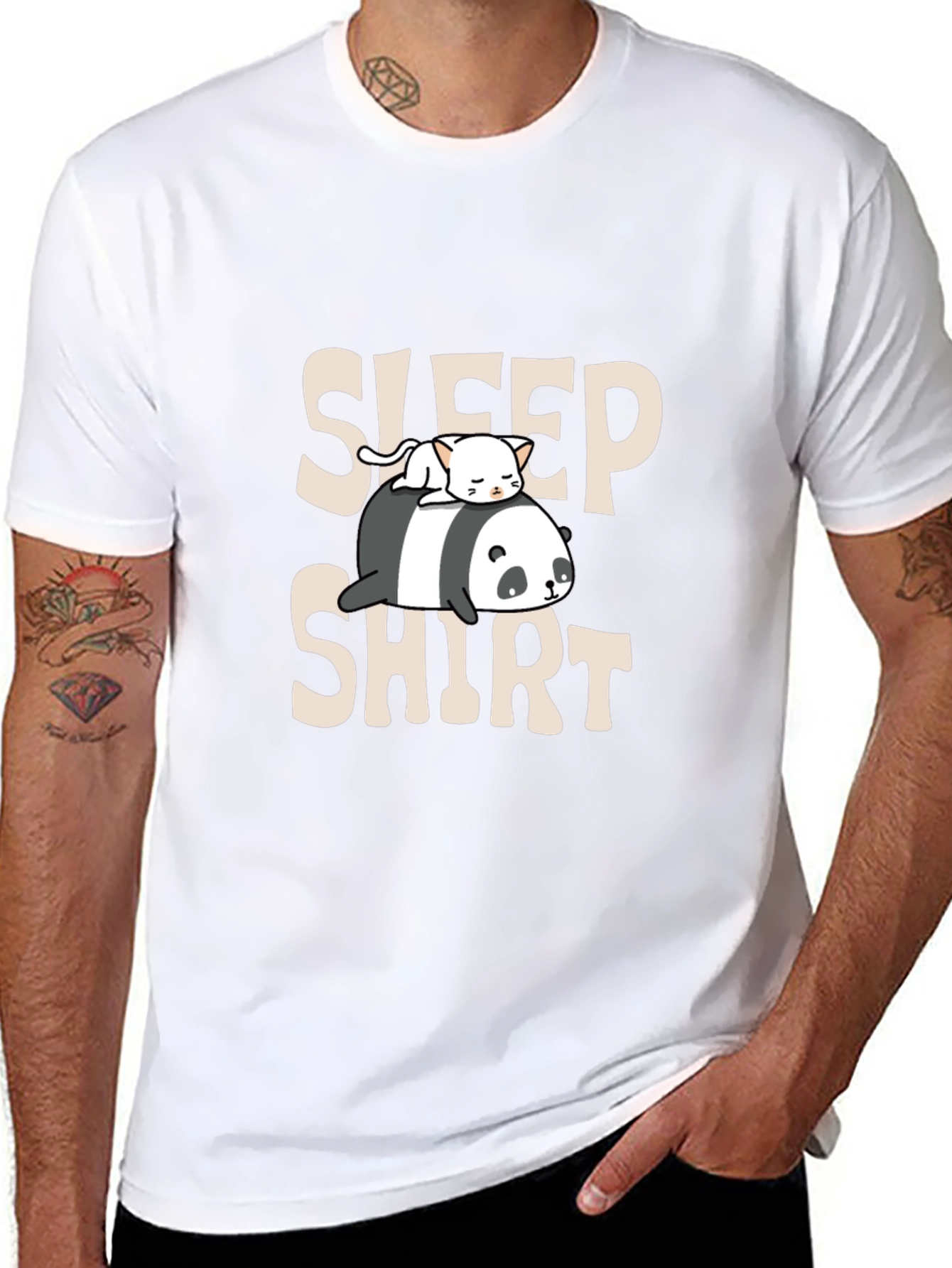 Sleep Shirt: Panda & Cat Graphic Tee