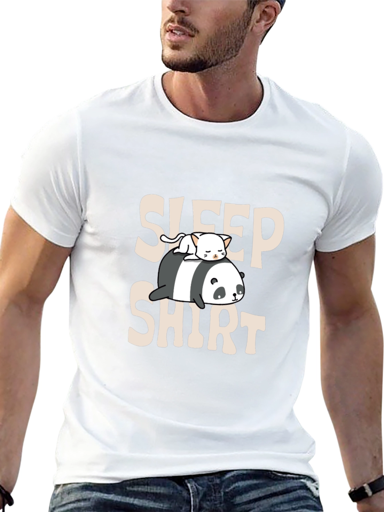 Sleep Shirt: Panda & Cat Graphic Tee